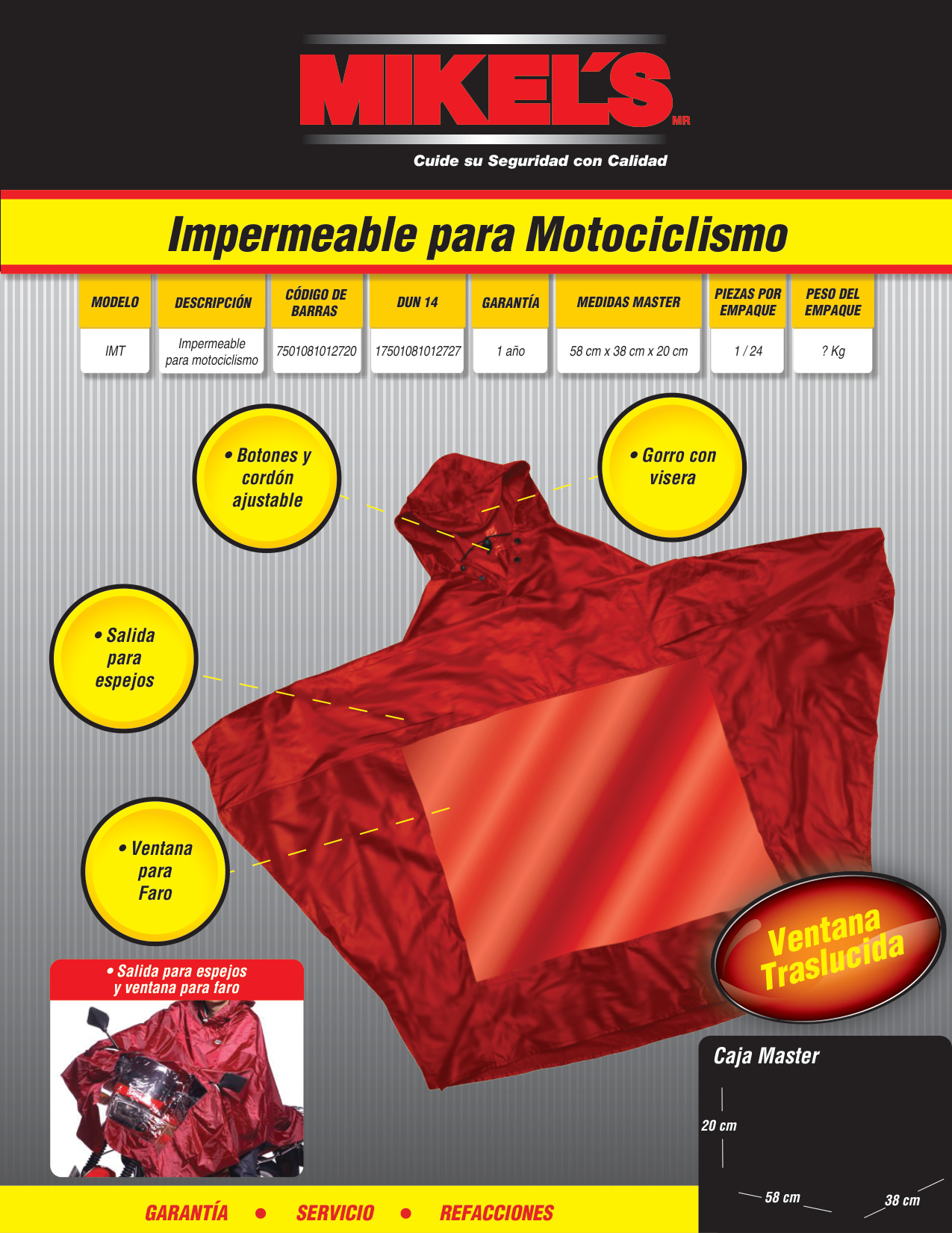 MIKELS IMT Impermeable para motociclismo (Unitalla) - Imagen 2