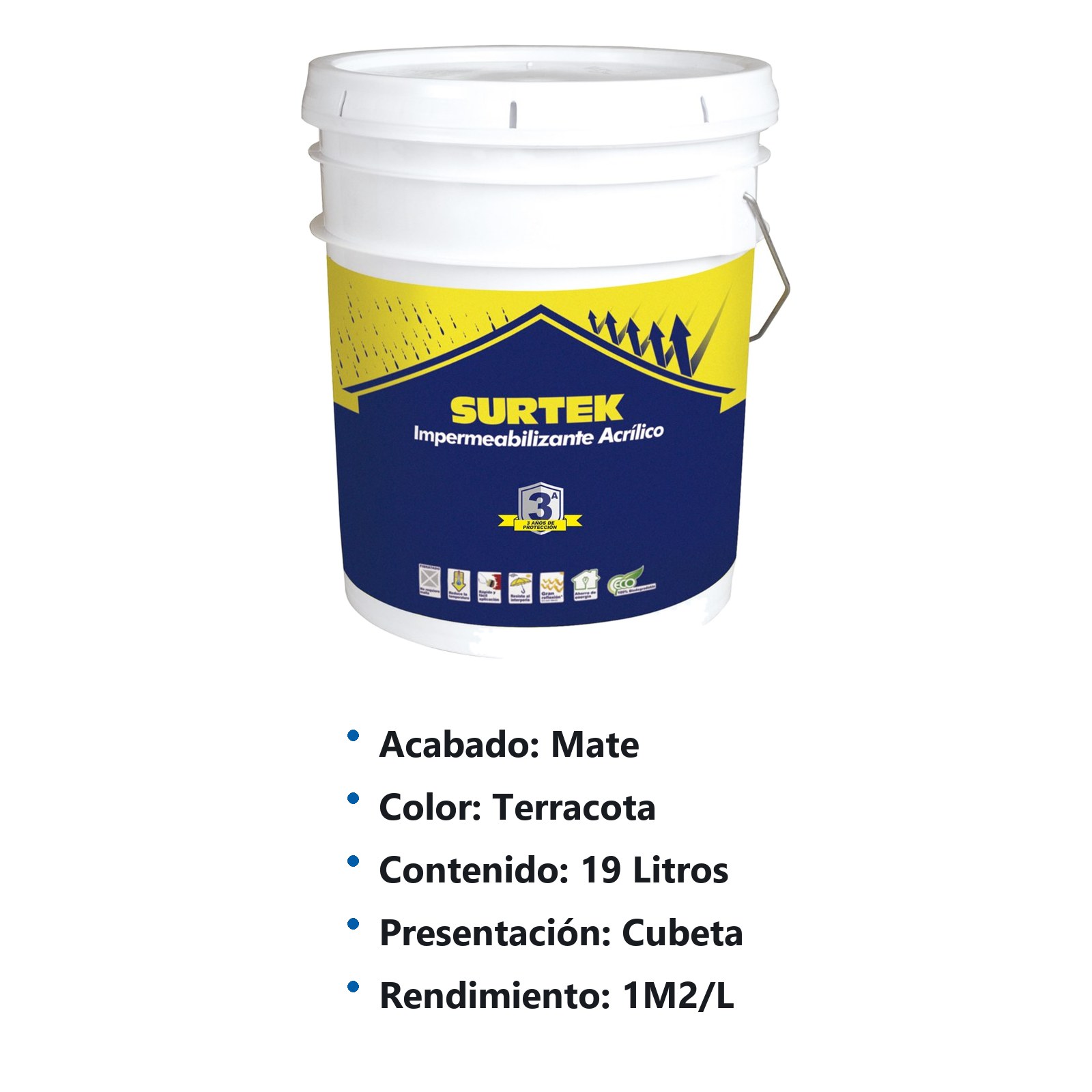 Cubeta de impermeabilizante 19 Lt color rojo óxido con protección de 3 años Surtek - Imagen 2
