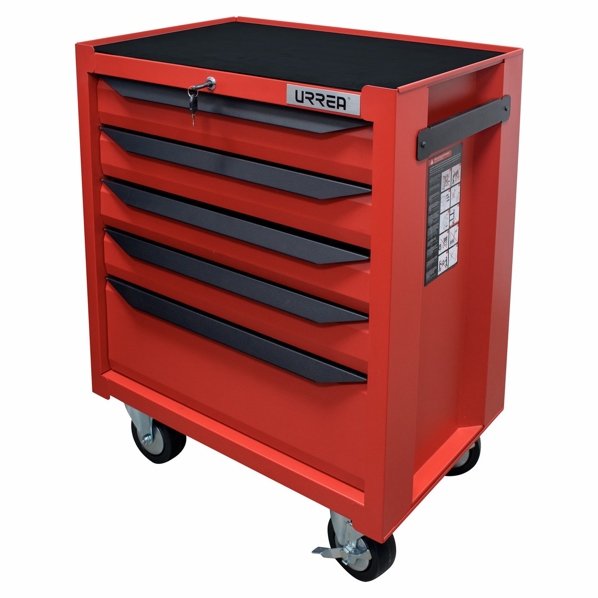 Gabinete móvil con 5 gavetas color rojo y negro 27" serie IN Urrea - Imagen 2