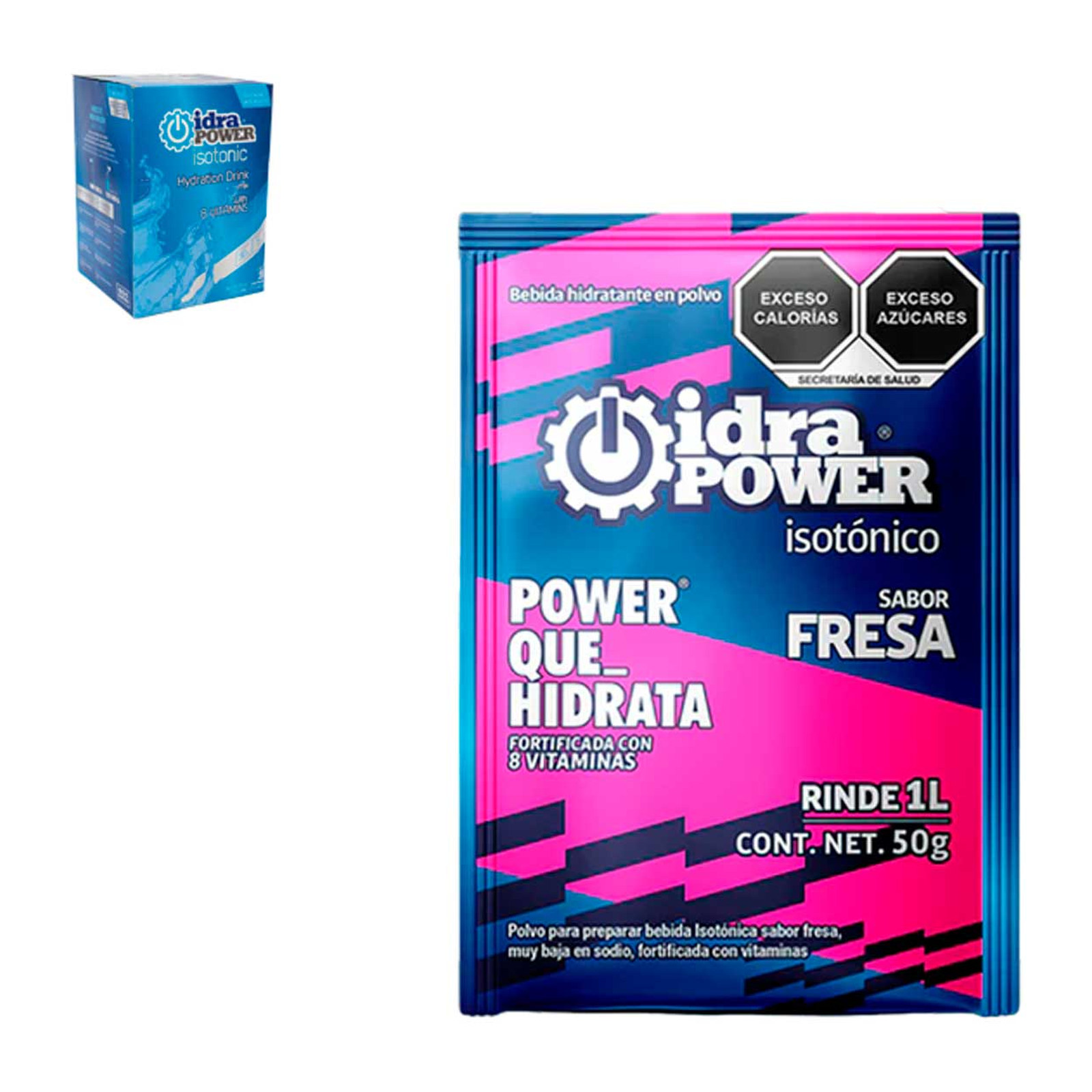 IDRAPOWER Bebida de Hidratación Sabor Fresa 50 gr - Caja con 10 piezas