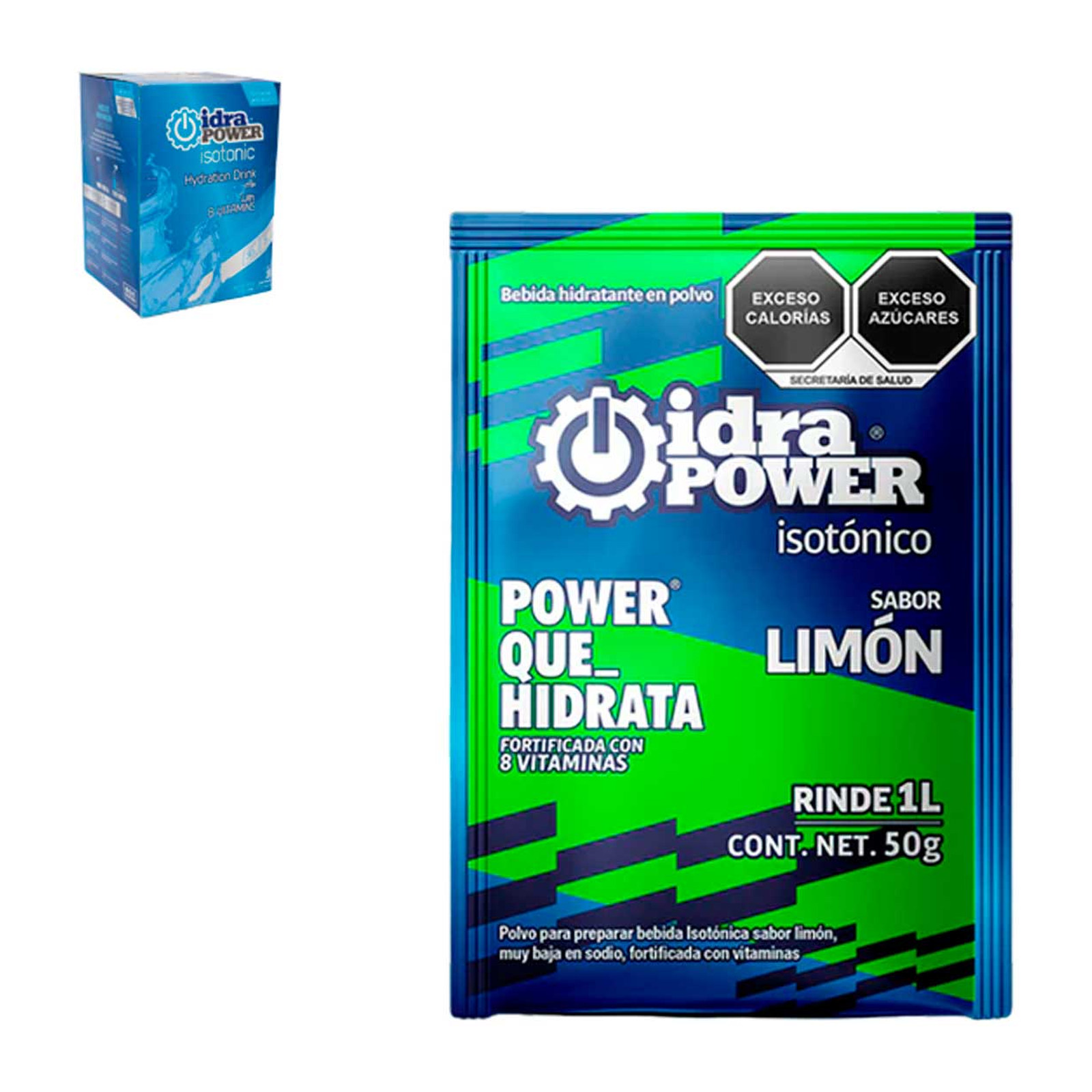 Idrapower Limón Bebida Rehidratante en Polvo 50 g / 1 Lt - Caja con 10 piezas