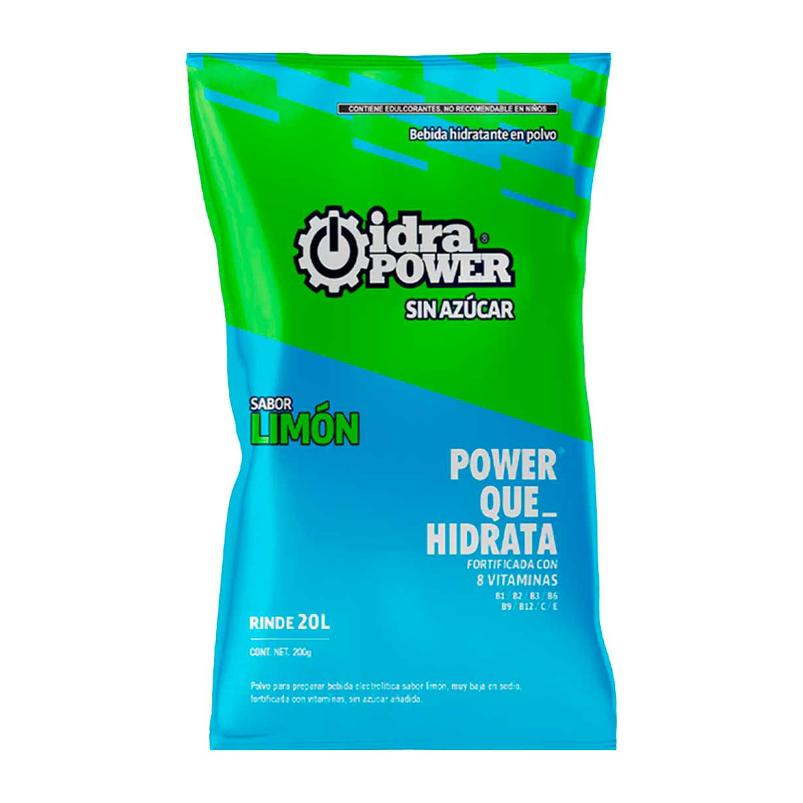 IDRAPOWER Bebida Hidratante Sabor Limón Sin Azúcar 200 g / Rinde 20 L