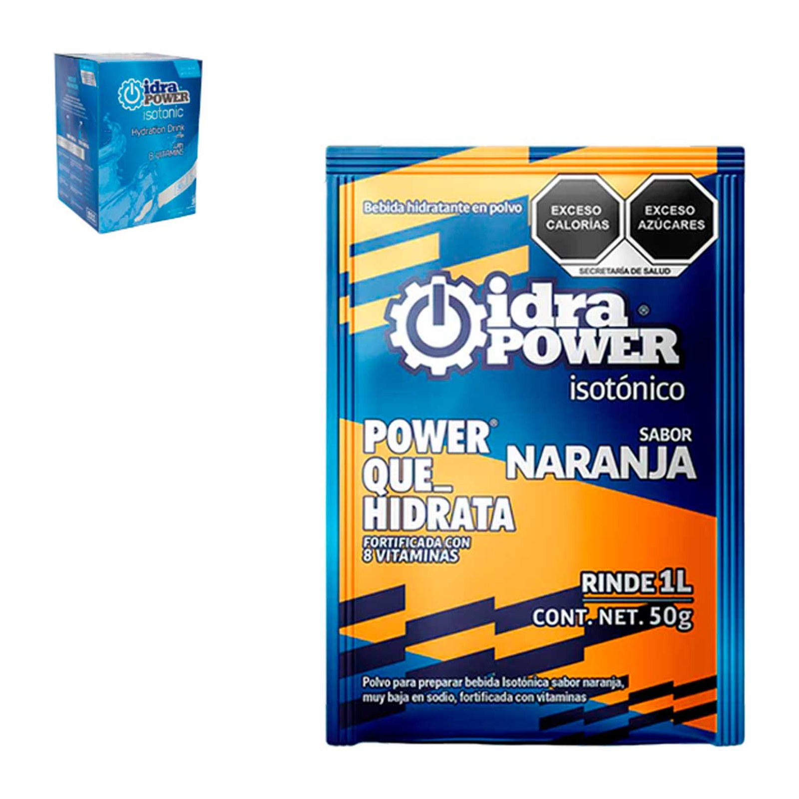 Idrapower Bebida Hidratante Sabor Naranja 50 gr / 1 Lt - Caja con 10 Piezas