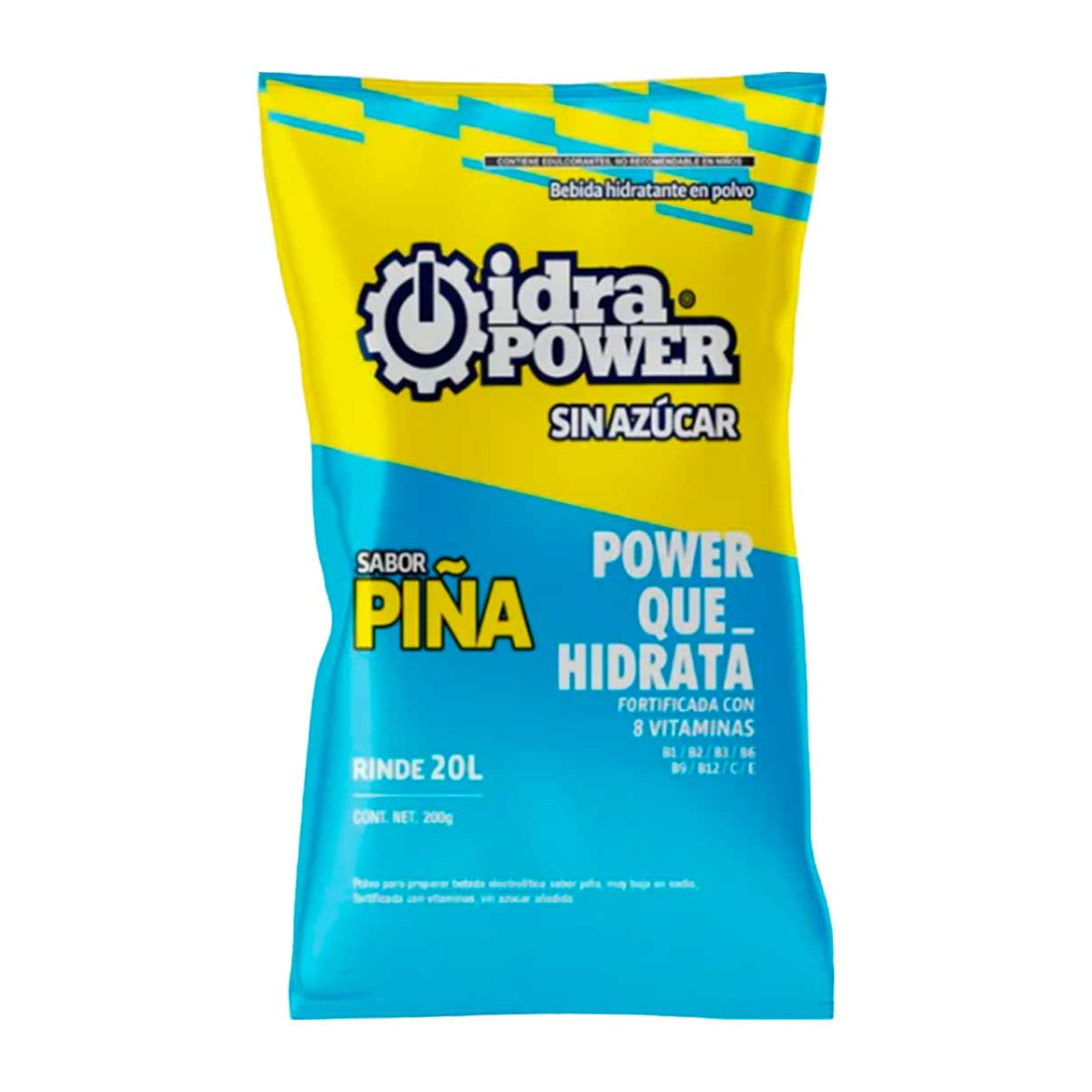 IDRAPOWER Bebida Hidratante Piña Sin Azúcar 200 gr / Rinde 20 Litros