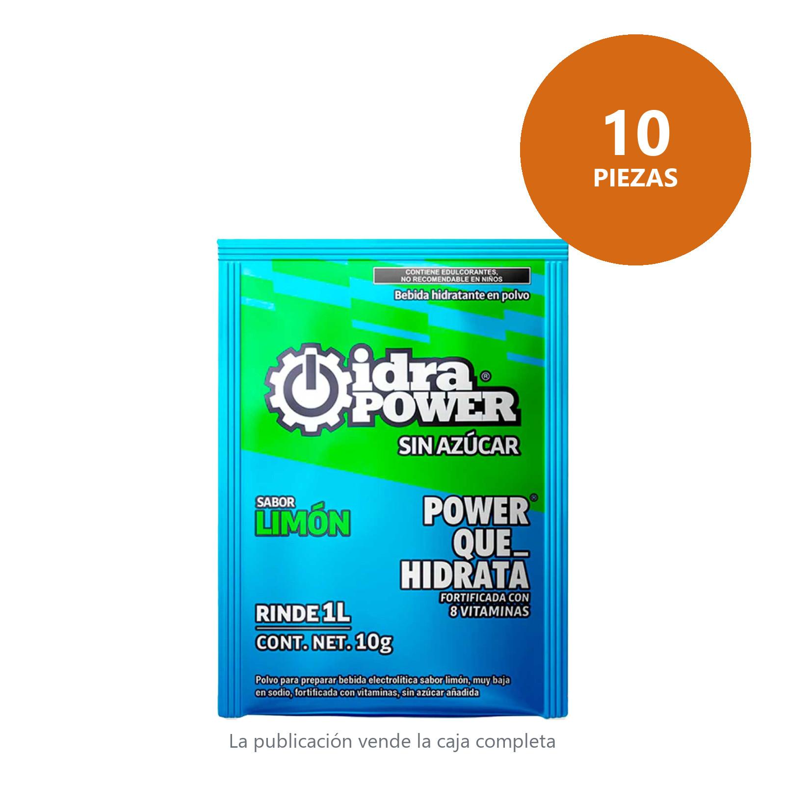IDRAPOWER LIMON SIN AZUCAR 10 GR/ 1LT REND (Caja c/10 piezas - Precio x Pieza) - Imagen 2