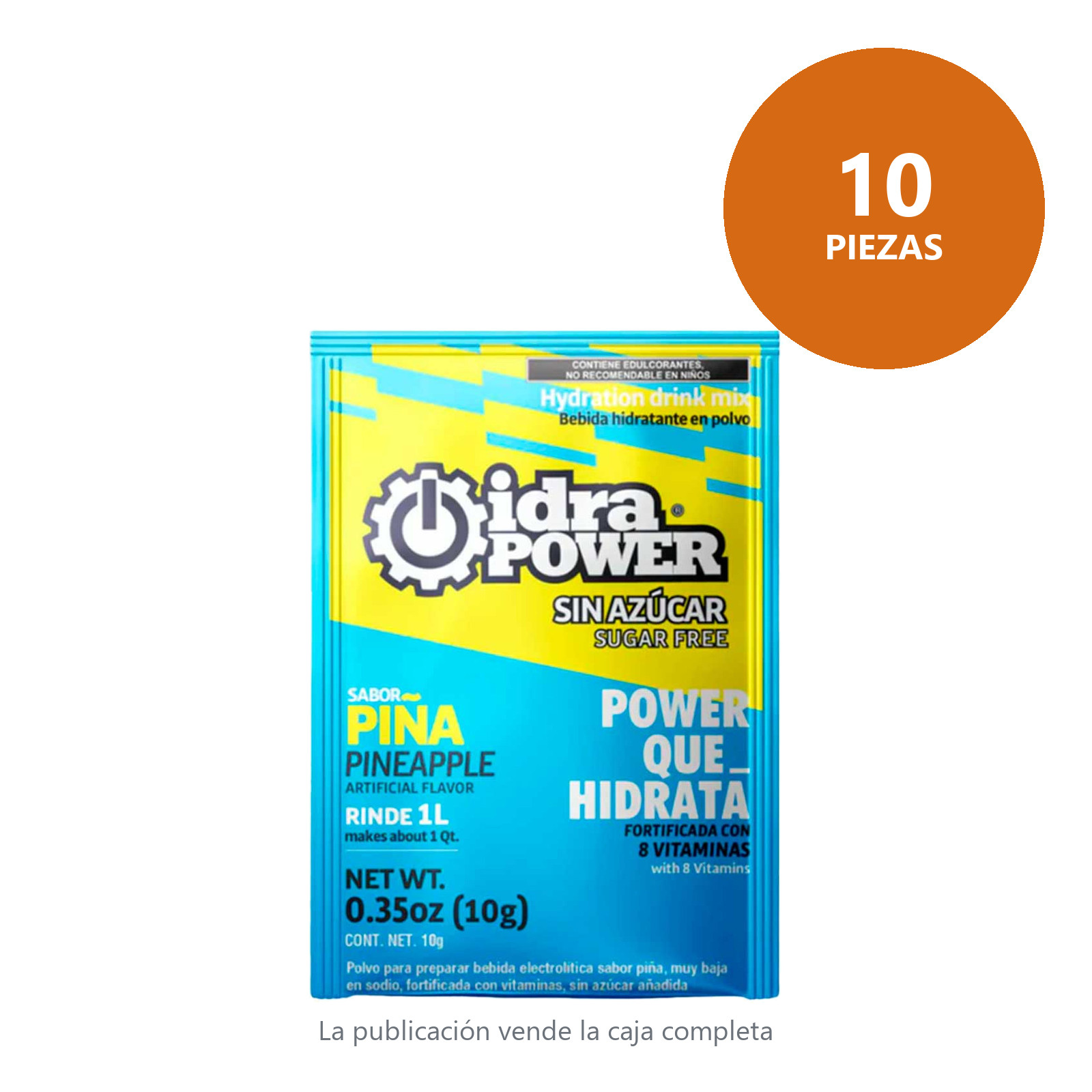 IDRAPOWER PIÑA SIN AZUCAR 10 GR/ 1LT REND (Caja c/10 piezas - Precio x Pieza) - Imagen 2