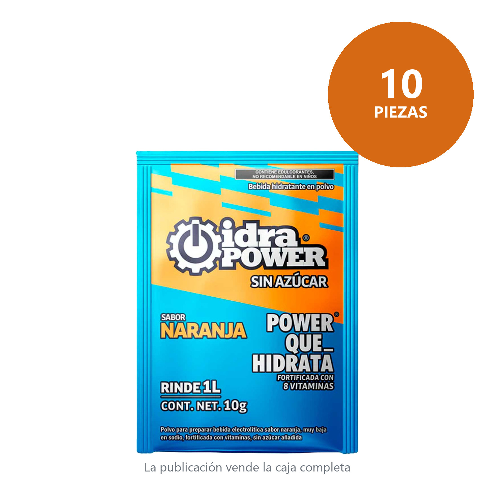 IDRAPOWER NARANJA SIN AZUCAR 10 GR/1 LT REND (Bolsa c/10 piezas - Precio x Pieza) - Imagen 2
