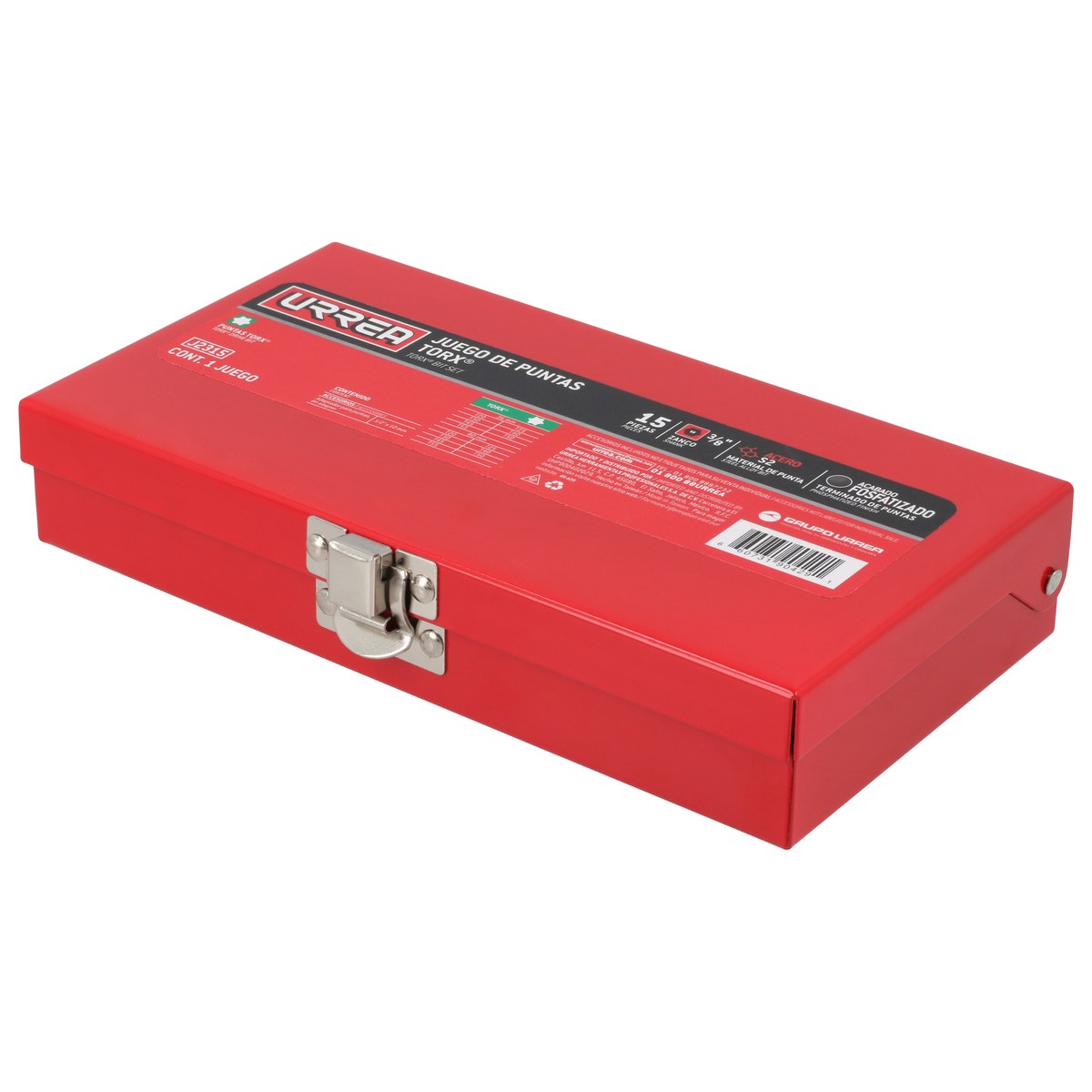 Juego de puntas Torx hexágono de 3/8" con adaptador, 15 piezas en caja metalica Urrea - Imagen 3