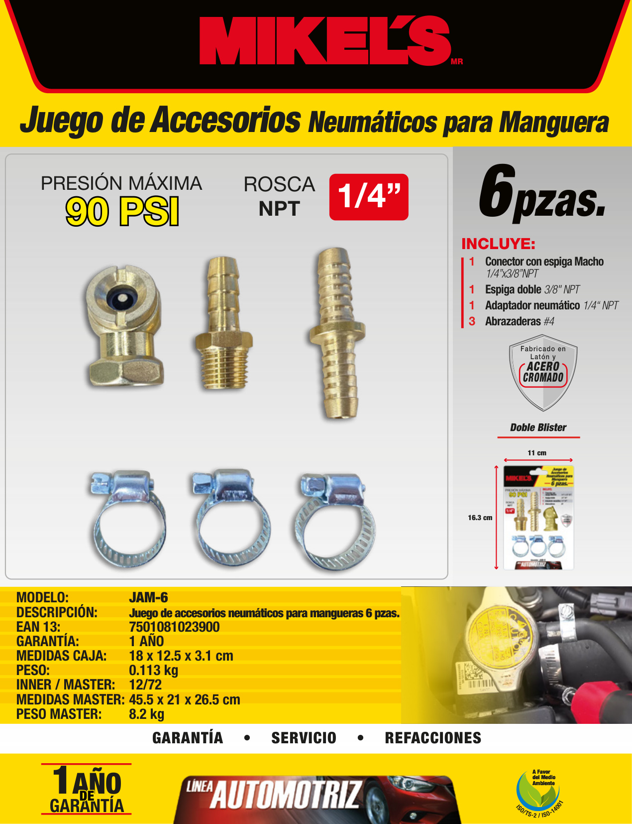 MIKELS JAM-6 Accesorios neumáticos para manguera (6 pzas) - Imagen 4