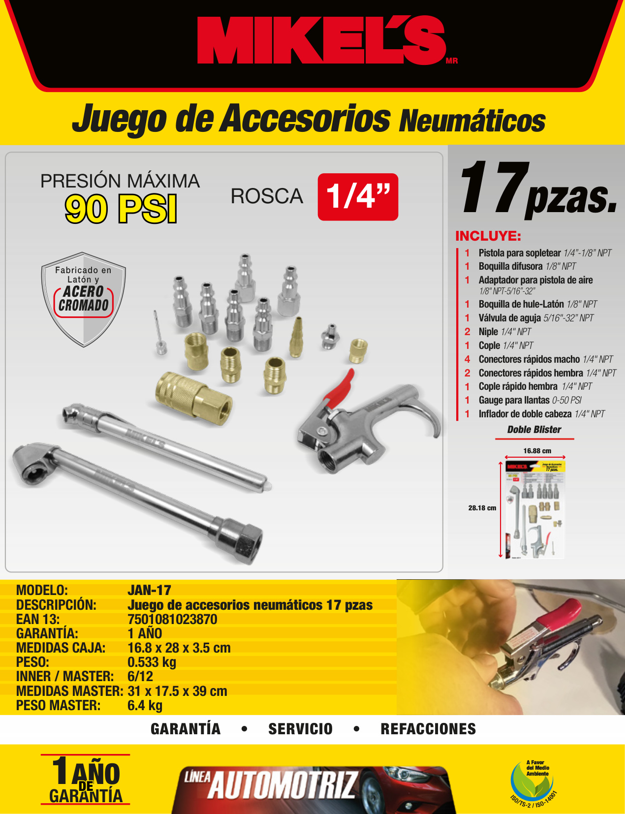 MIKELS JAN-17 Accesorios neumáticos (17 pzas) - Imagen 4