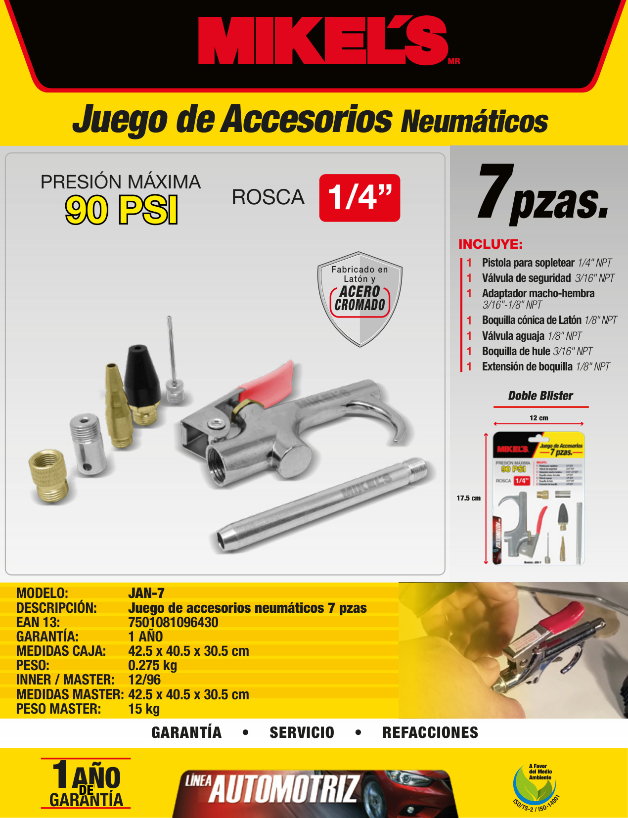 MIKELS JAN-7 Accesorios neumáticos (7 pzas) - Imagen 4