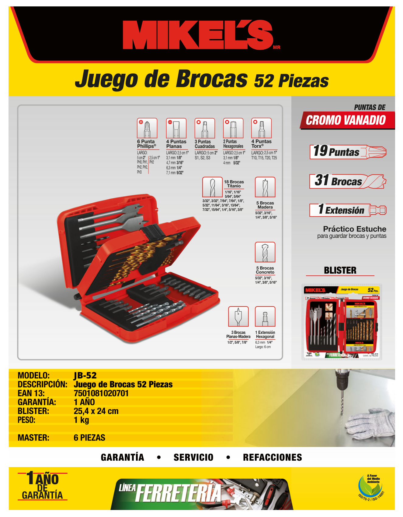 MIKELS JB-52 Juego de brocas (52 pzas) - Imagen 4