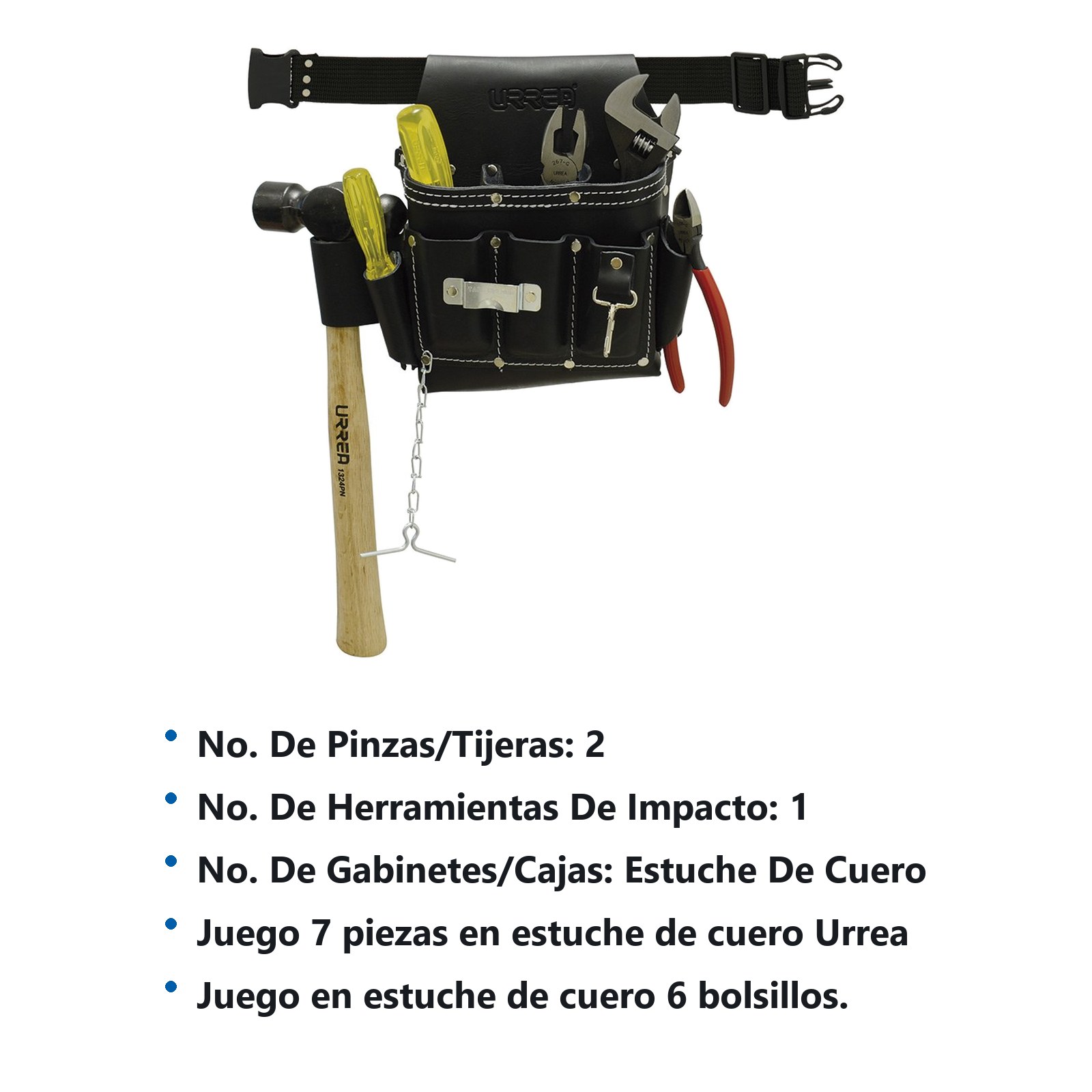 Juego combinado de herramientas 7 piezas, en estuche de cuero Urrea - Imagen 3
