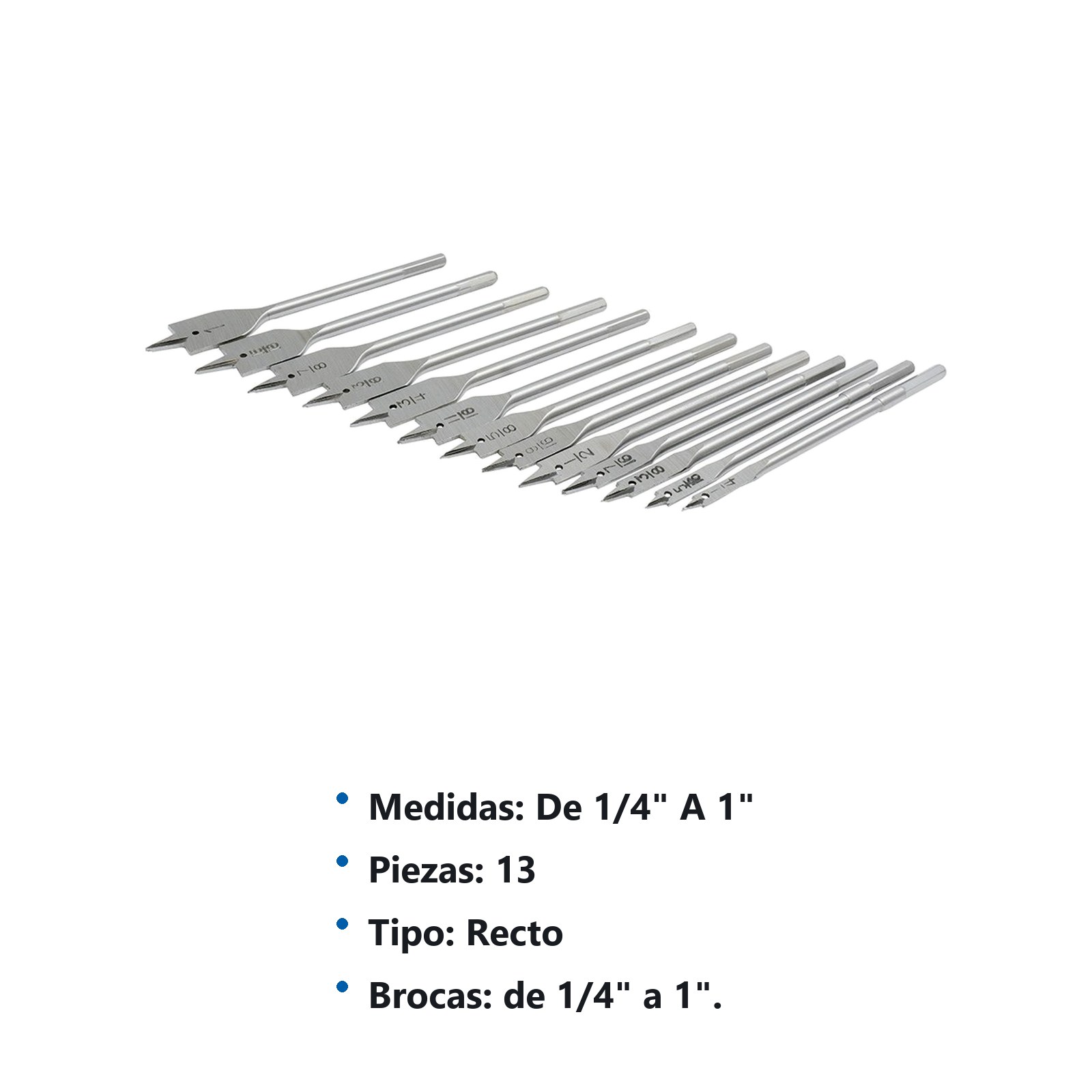 Juego de brocas para madera de acero al carbono tipo manita zanco hexagonal, 13 piezas Surtek - Imagen 3