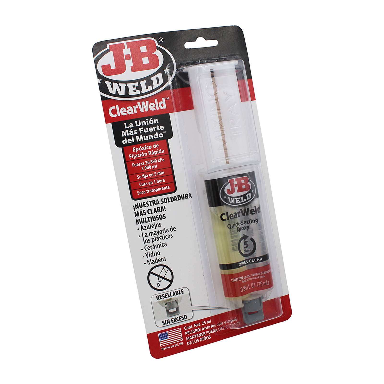 ADHESIVO EPÓXICO 25 ML JERINGA TRANSPARENTE 5 MIN JB WELD - Imagen 2