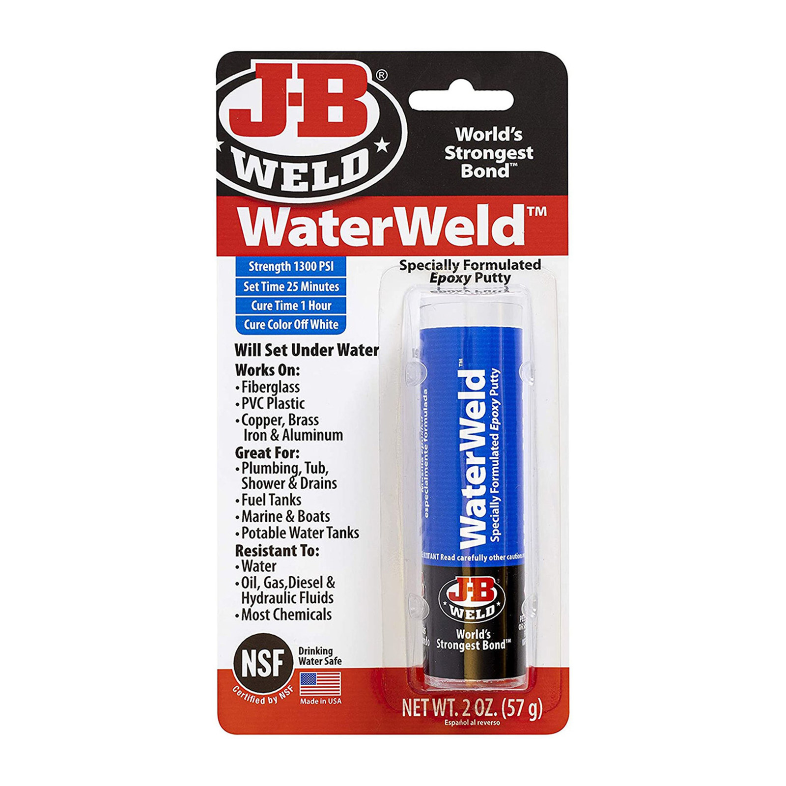 MASILLA APRUEBA DE AGUA 57 GR AZUL BARRA JB WELD