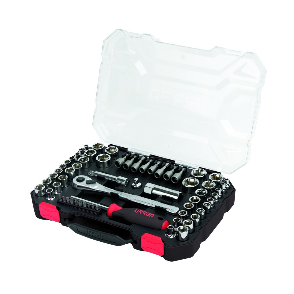 Juego de dados y accesorios cuadro de 1/4" y 3/8" combinado, 63 piezas Urrea