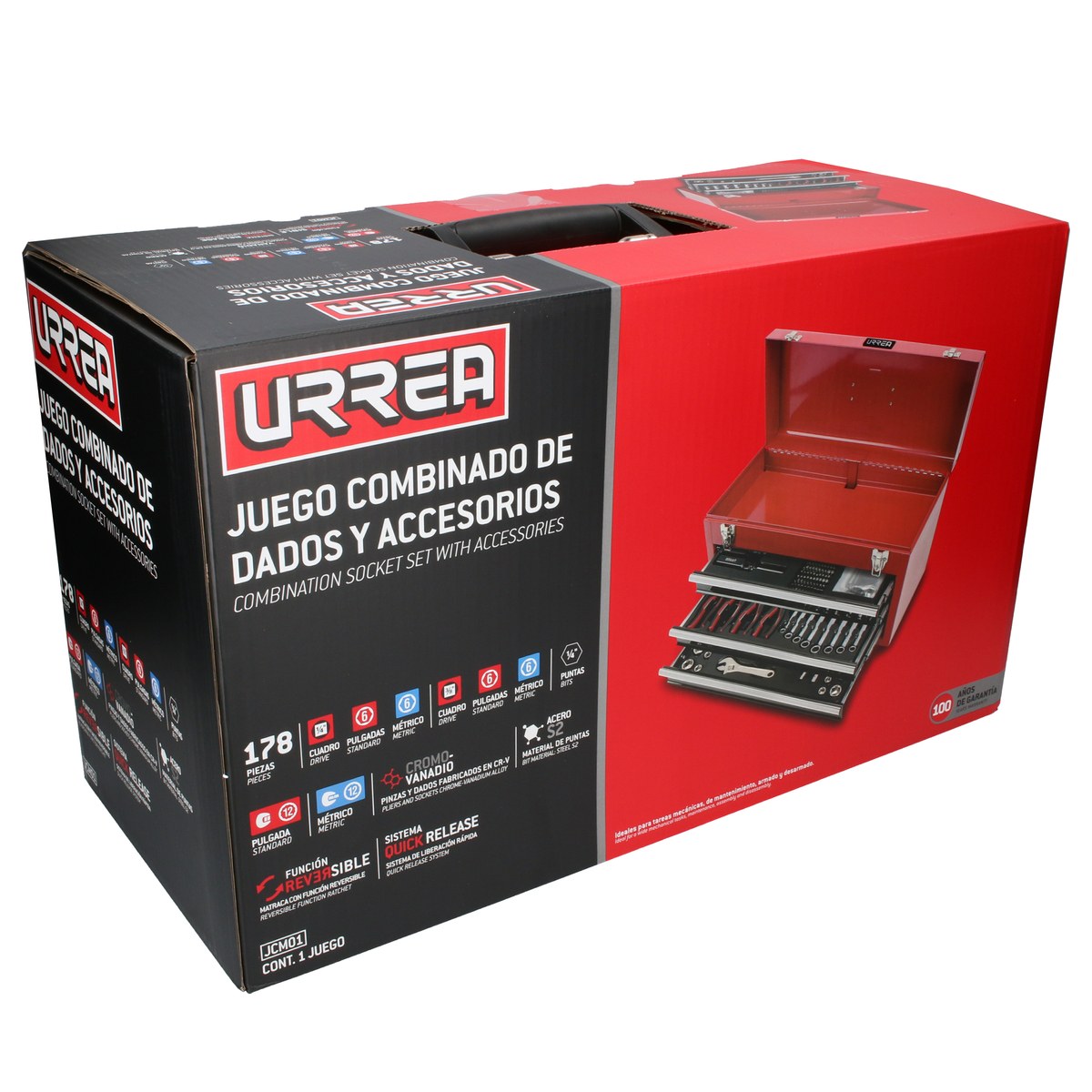 Juego combinado de herramienta 178 piezas, con caja metálica Urrea - Imagen 3