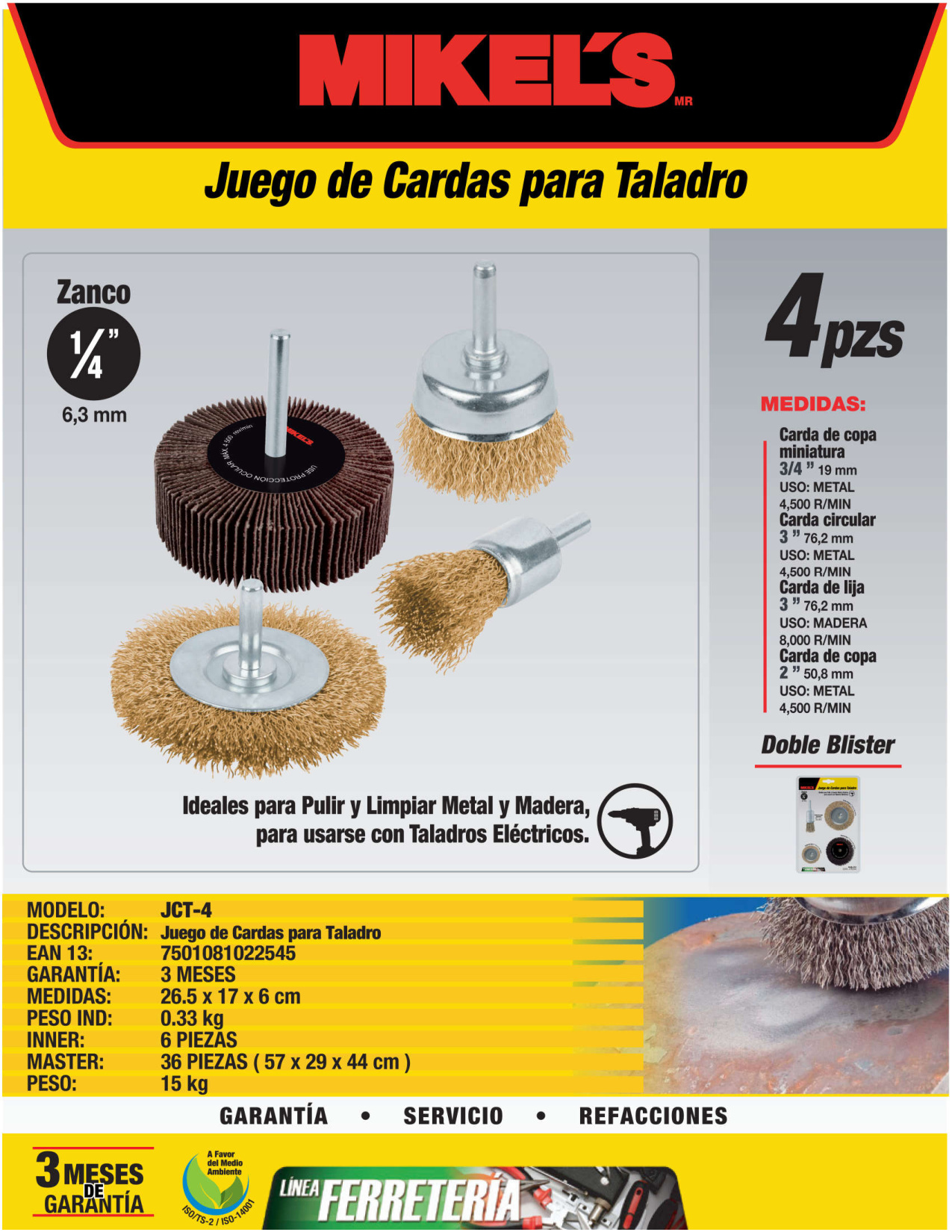 MIKELS JCT-4 Juego de 4 cardas para taladro - Imagen 2