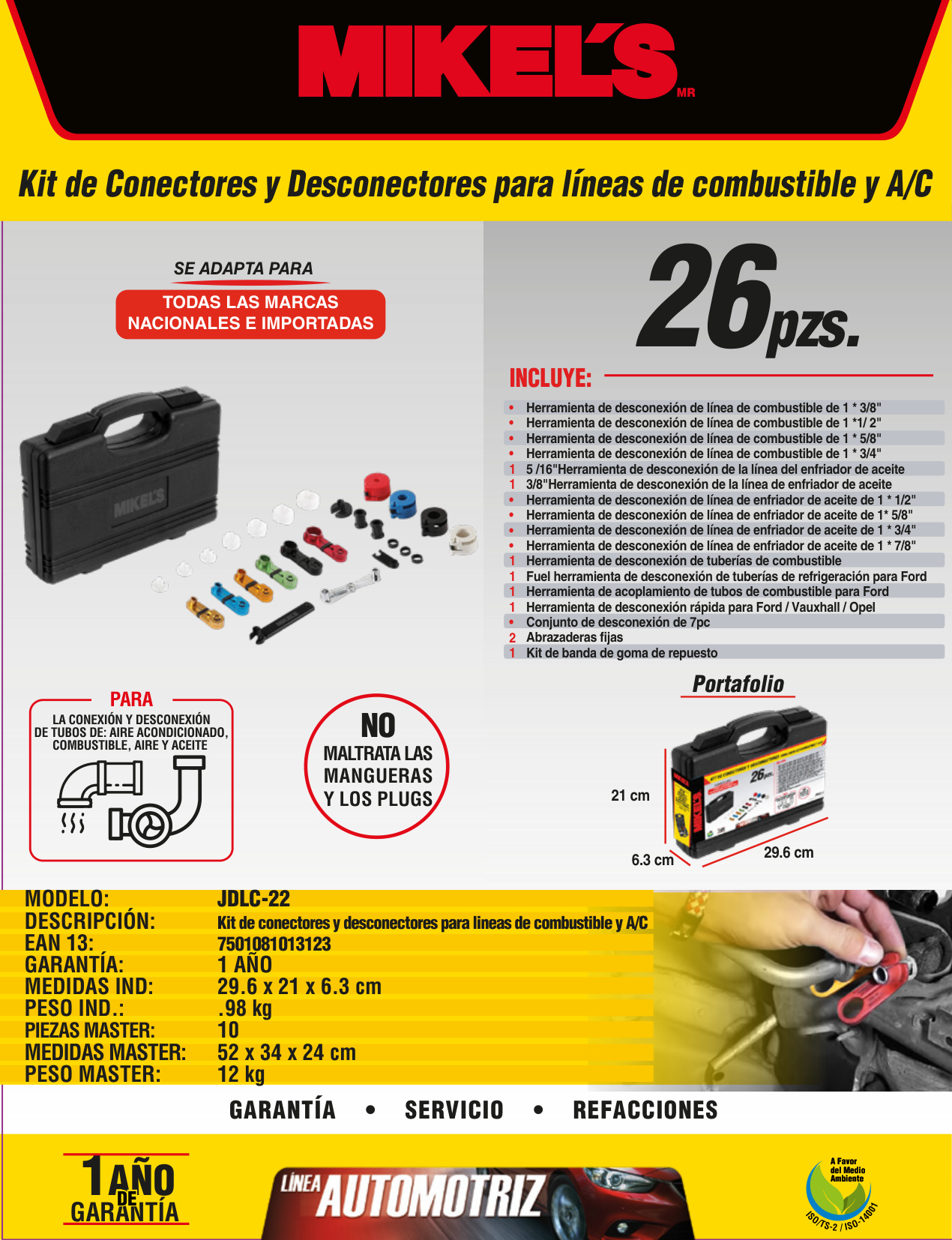 MIKELS JDLC-22 Kit juego de desconectores para líneas de combustible y A/C - Imagen 4