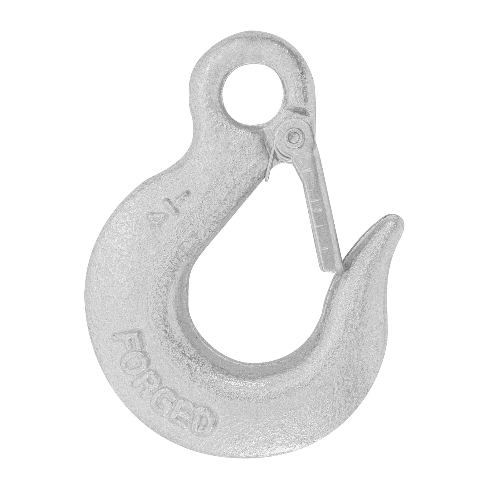 Gancho Forjado de Ojo con Seguro para Carga 1/4" - Paquete 5 Piezas