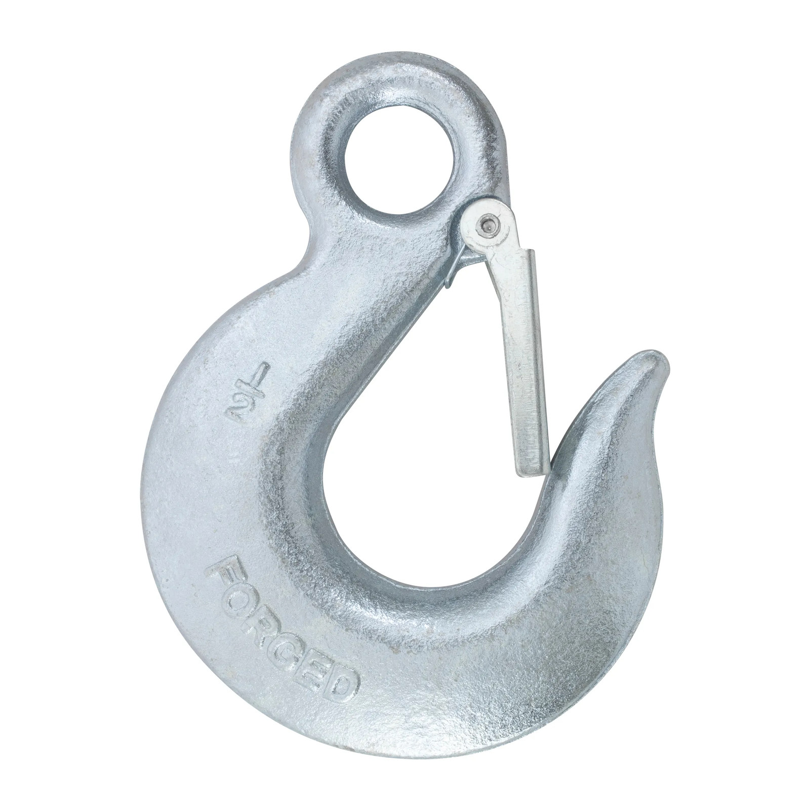 Gancho Forjado de Ojo con Seguro para Carga 1/2" - Paquete 5 Piezas