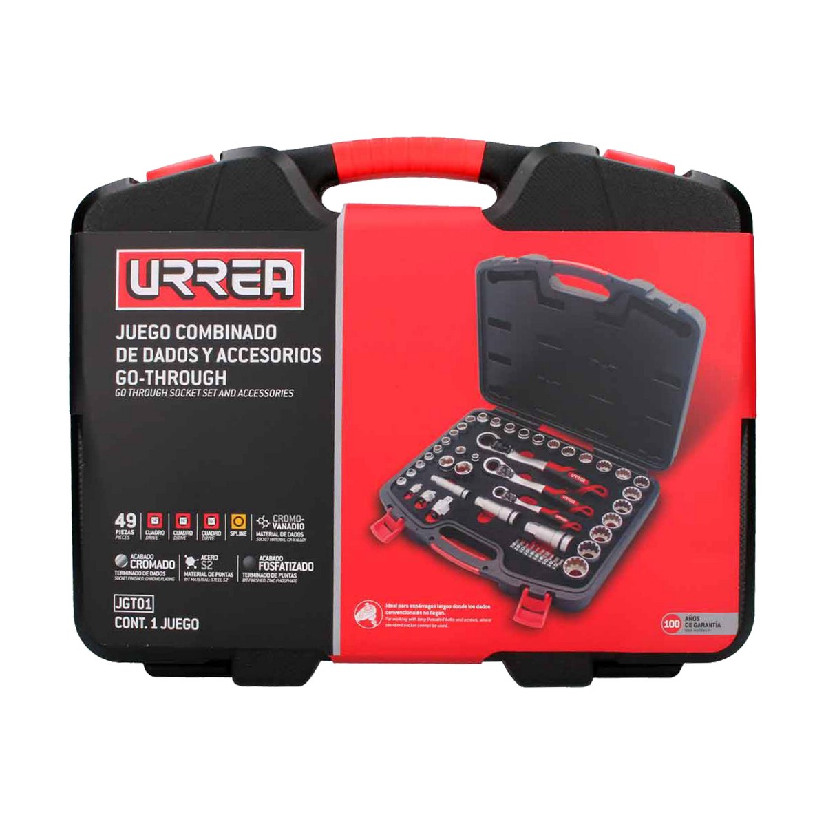 Juego de dados y accesorios cuadro de 1/4", 3/8" y 1/2" Go-Through combinado, 49 piezas Urrea - Imagen 3