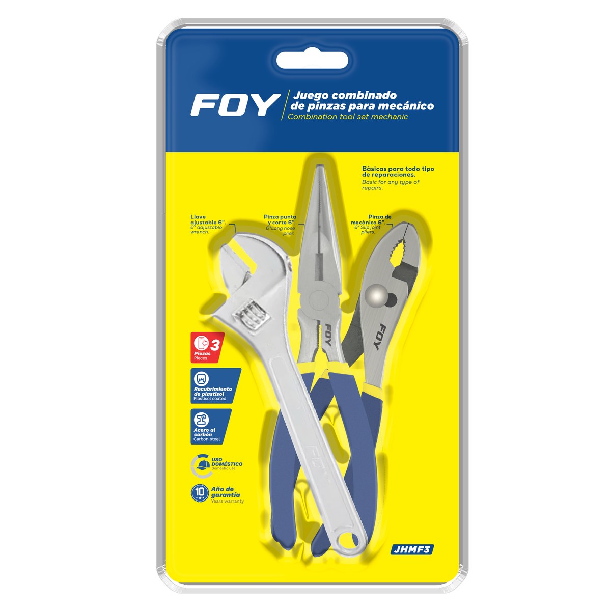 Juego combinado de pinzas para mecánico, 3 piezas Foy - Imagen 2