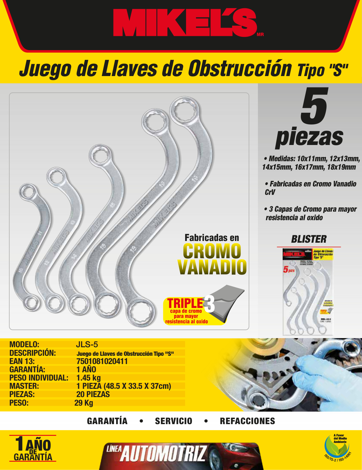 MIKELS JLS-5 Juego de llaves de obstrucción "S" - Imagen 4
