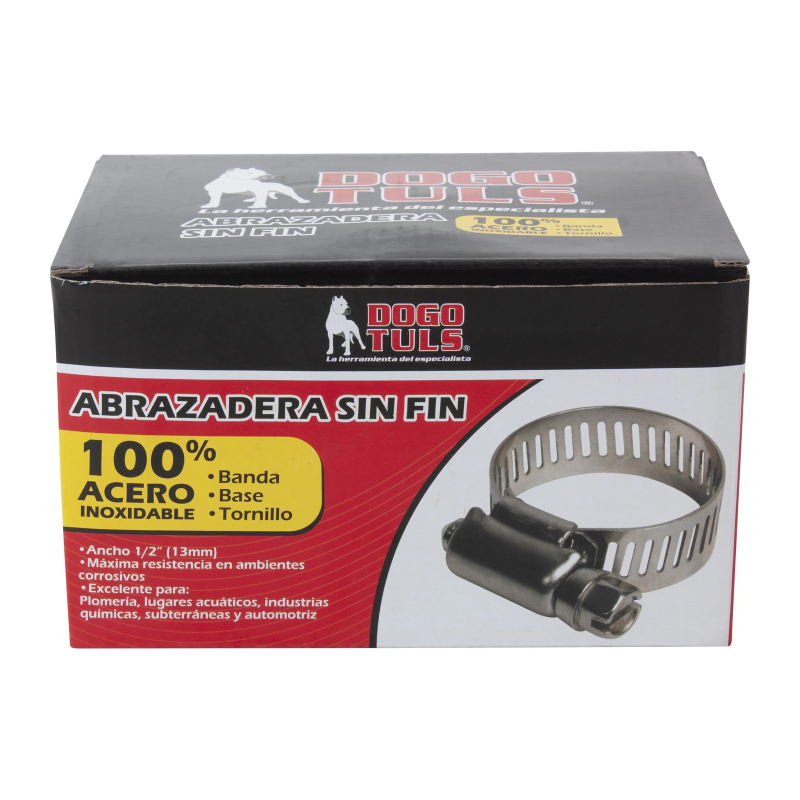ABRAZADERA SINFIN DE ACERO INOXIDABLE #20 3/4" A 1-3/4" - Imagen 4