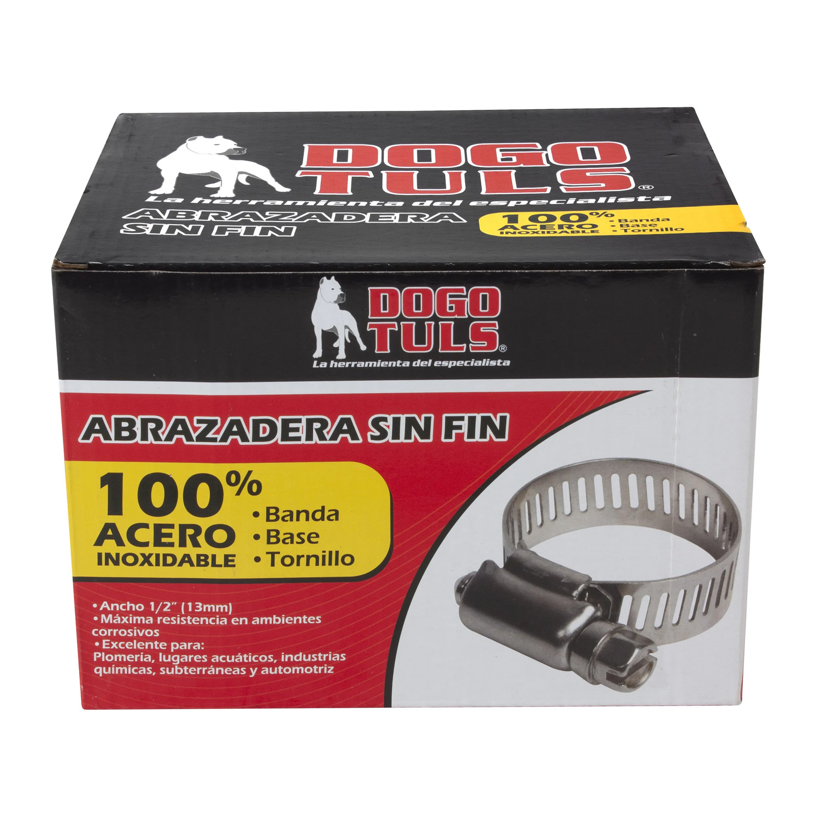ABRAZADERA SINFIN DE ACERO INOXIDABLE #52 2-13/16" A 3-3/4" - Imagen 4