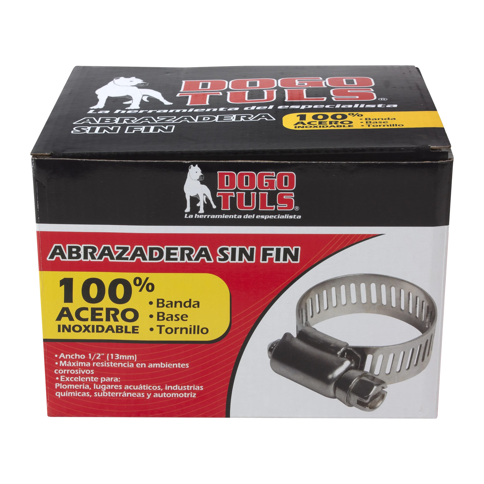 ABRAZADERA SINFIN DE ACERO INOXIDABLE #64 3-9/16" A 4-1/2" - Imagen 4