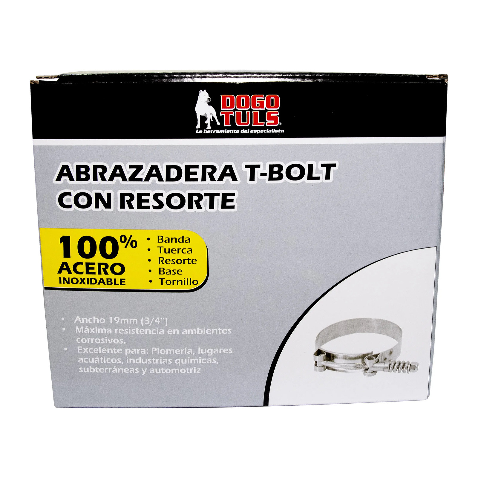 Abrazadera T-Bolt Resorte 83-90 mm Inoxidable - Imagen 4