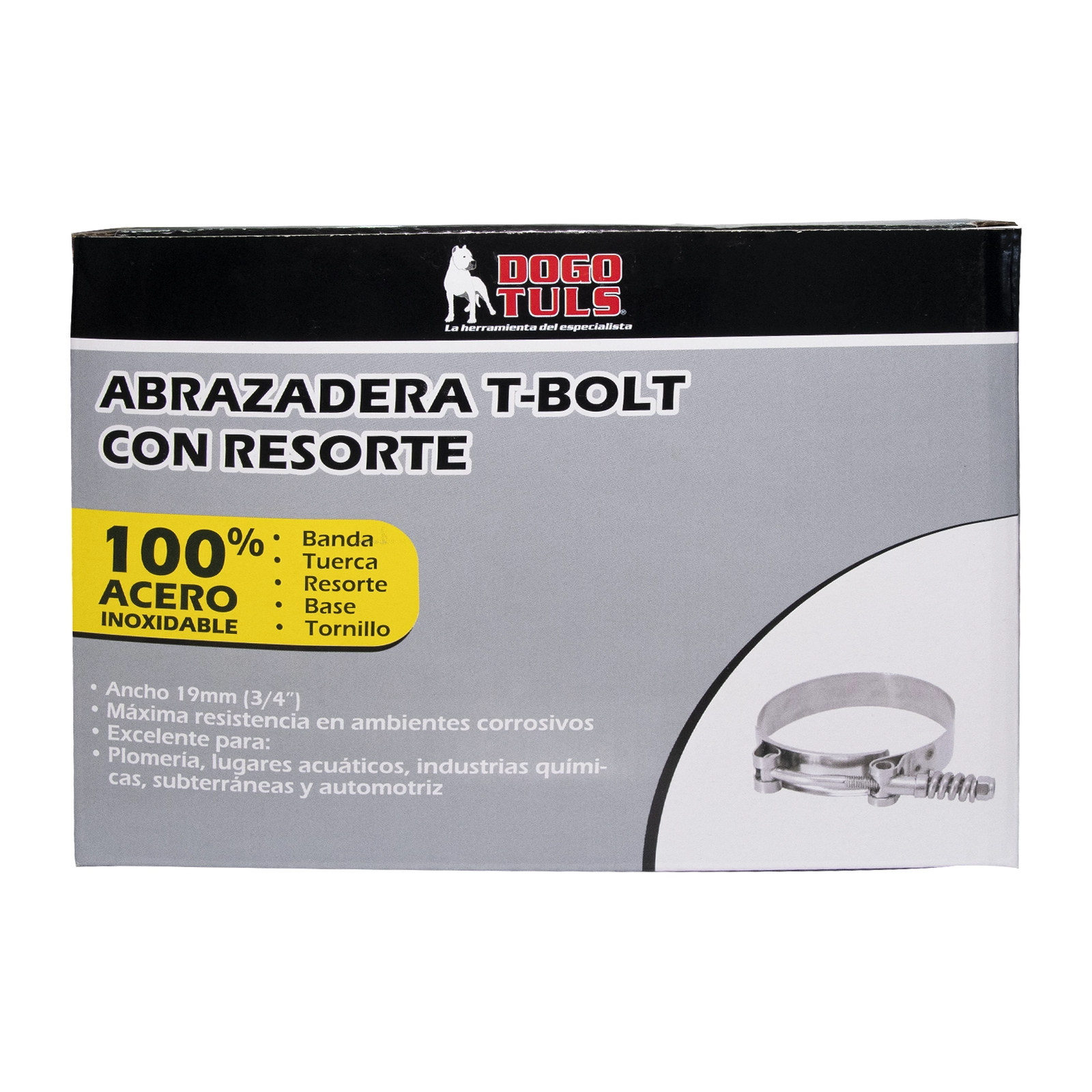 Abrazadera T-Bolt Resorte 89-97 mm Inoxidable - Imagen 4