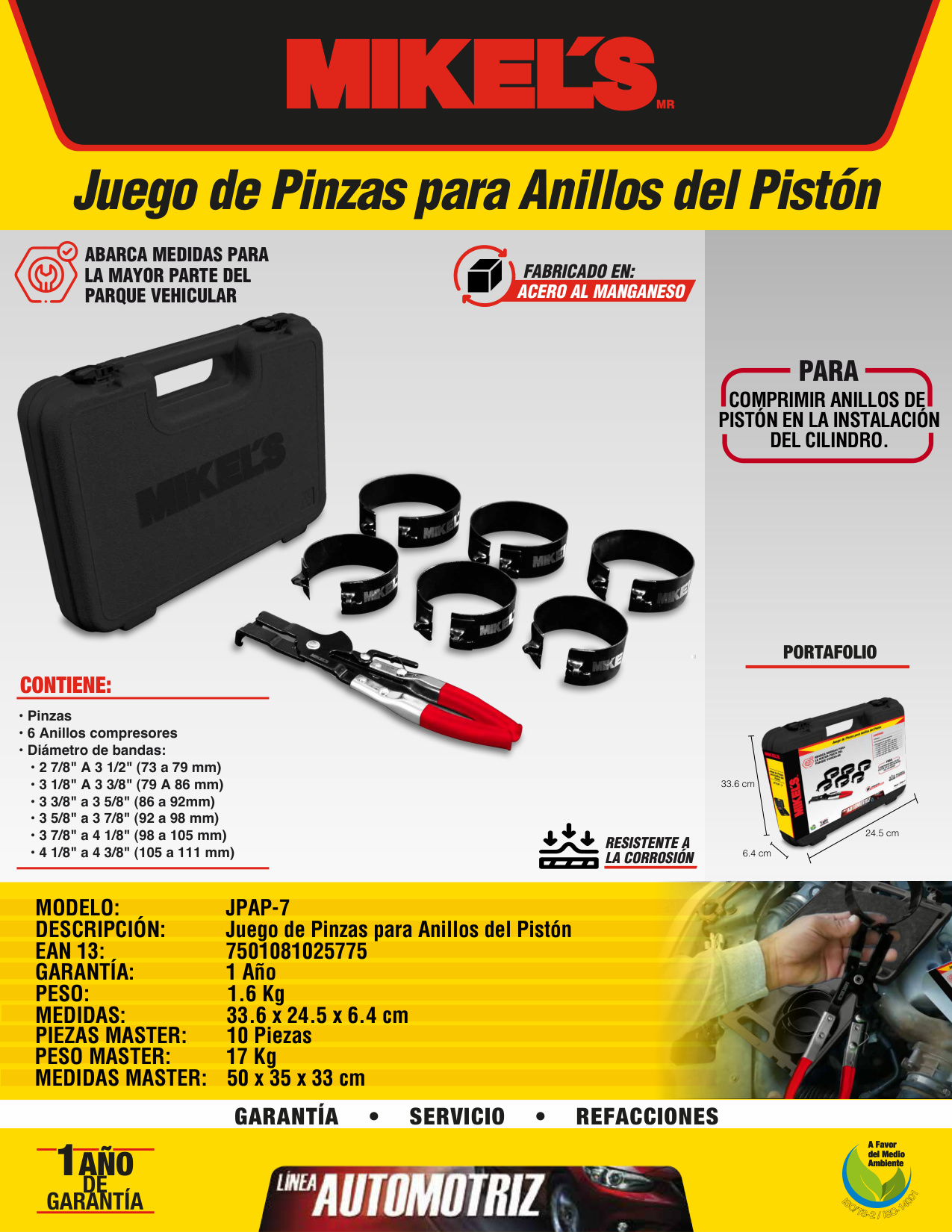 MIKELS JPAP-7 Juego de pinzas para anillos del pistón - Imagen 4