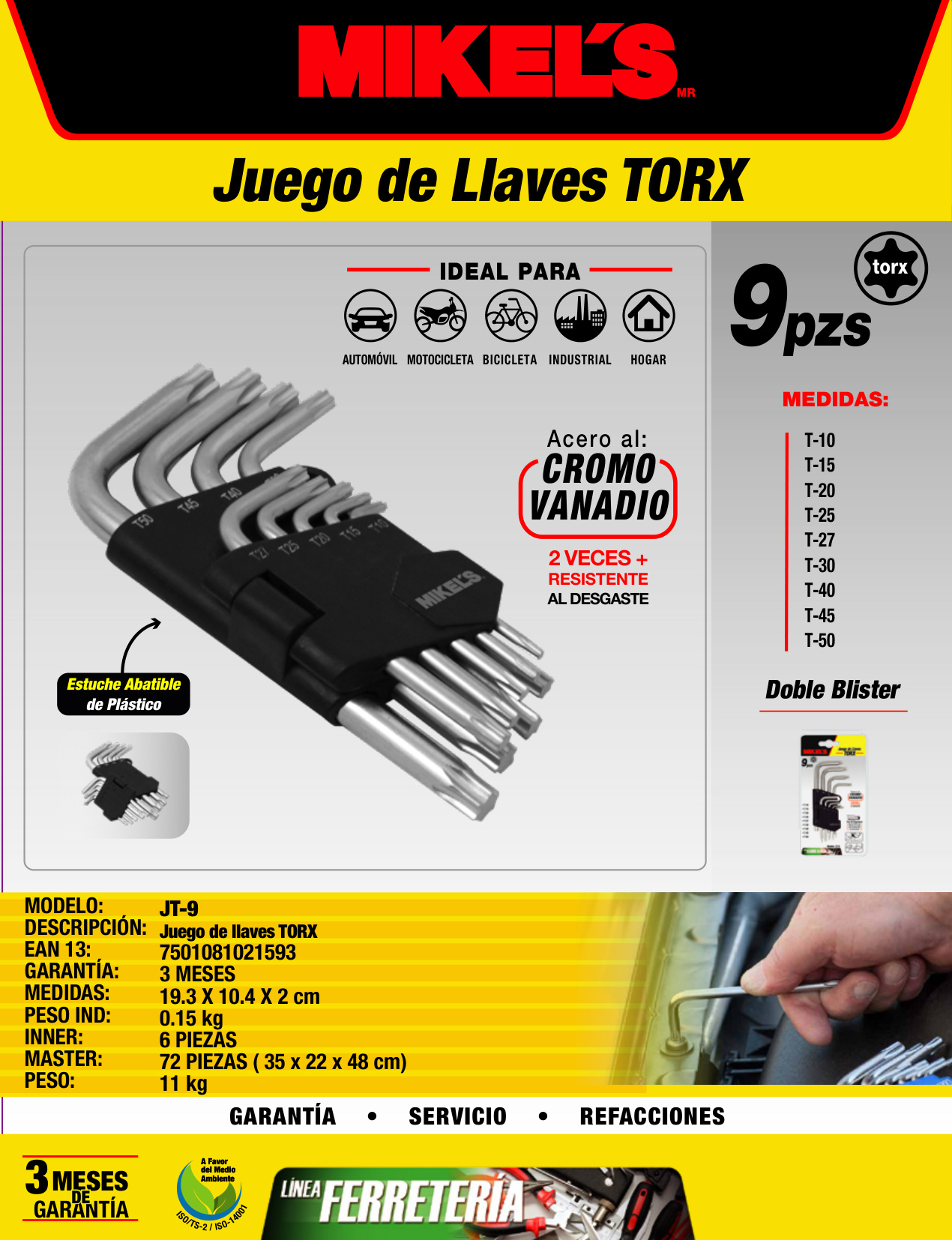 Mikels JT-9 Juego Llaves Torx Para Mecánica 9 Piezas - Imagen 4