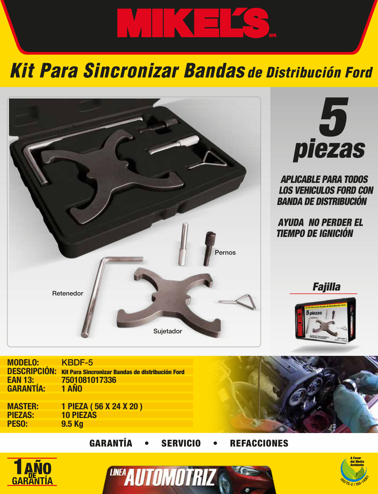 MIKELS KBDF-5 Kit para sincronizar bandas de distribución Ford Fiesta®  y Focus® - Imagen 4