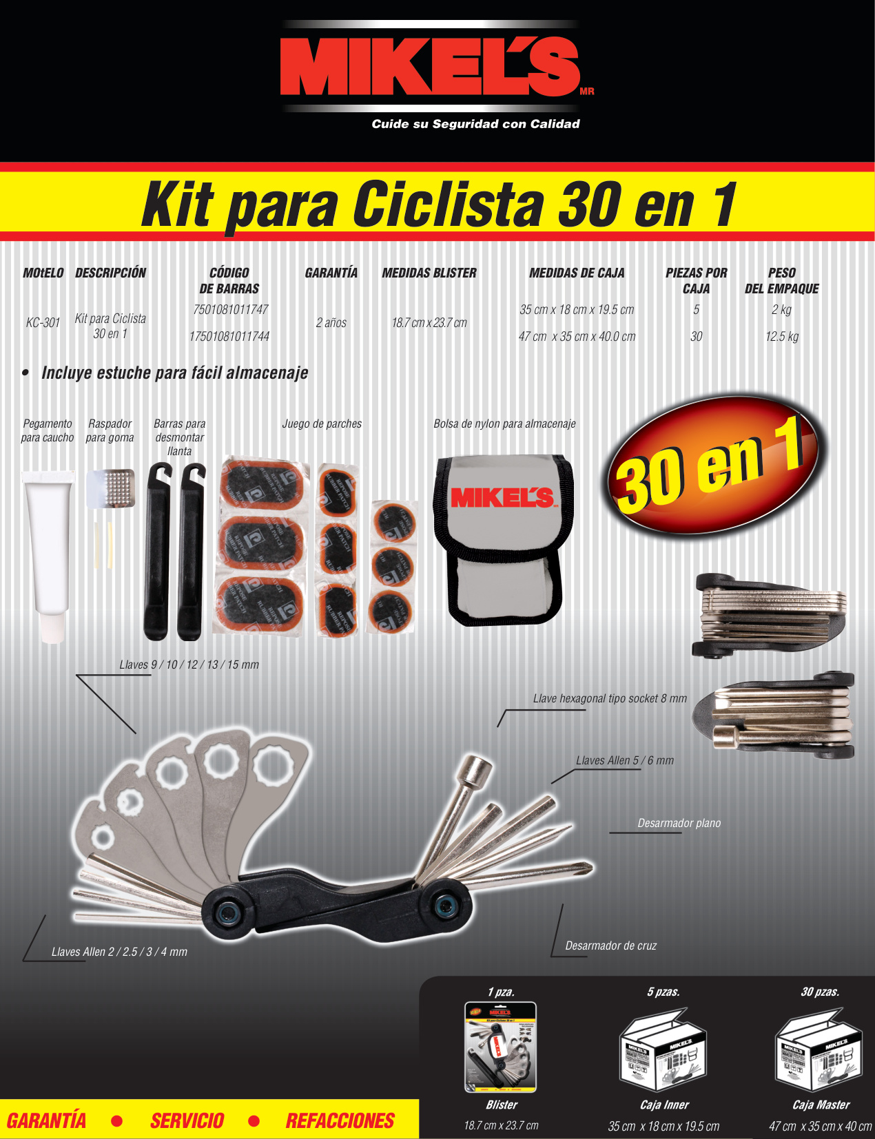 MIKELS KC-301 Kit multiherramienta  para ciclista (30 en 1) - Imagen 4