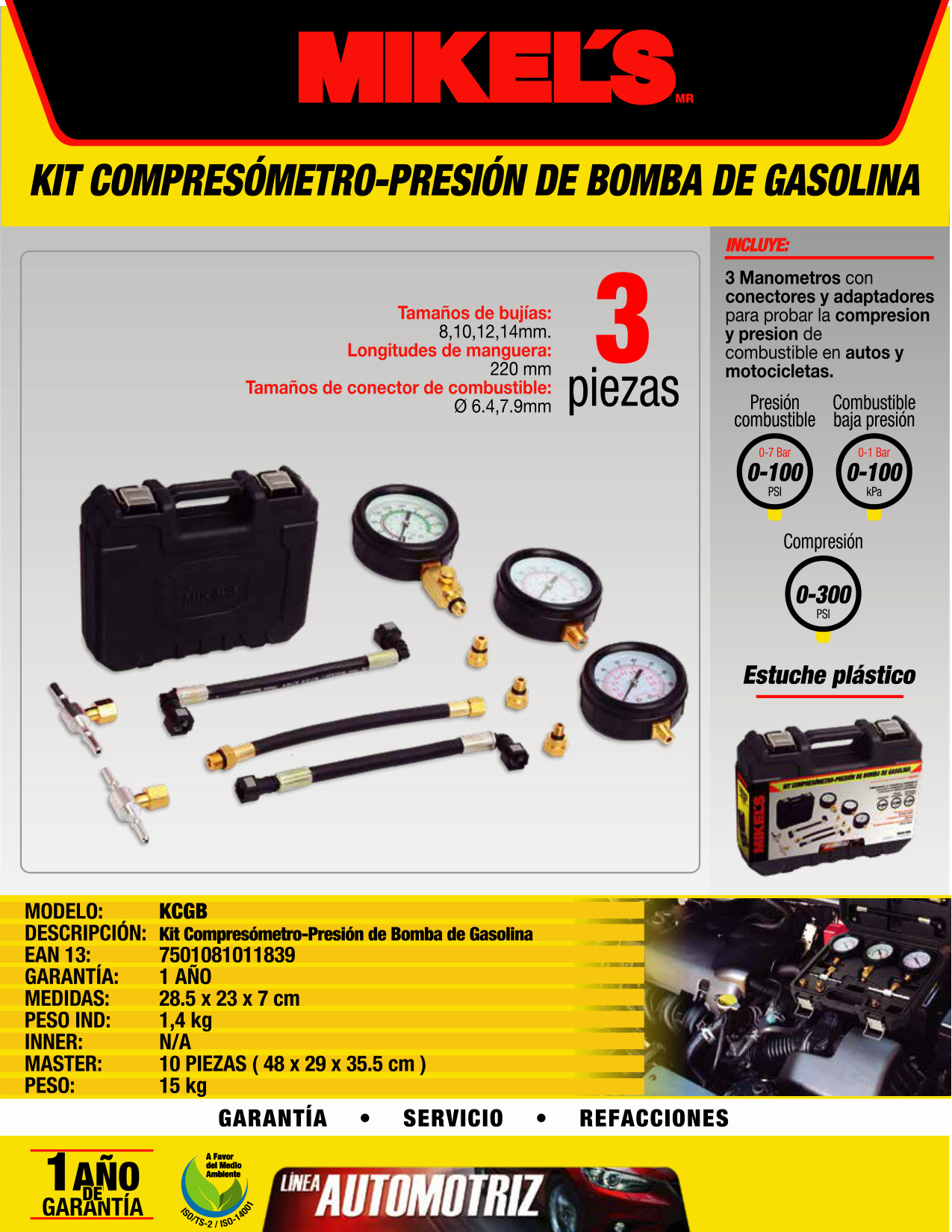 MIKELS KCBG Kit compresómetro-presión de bomba de gasolina - Imagen 4