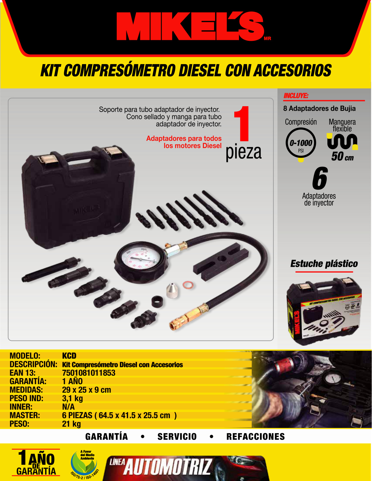 MIKELS KCD Kit compresómetro diesel con accesorios - Imagen 4