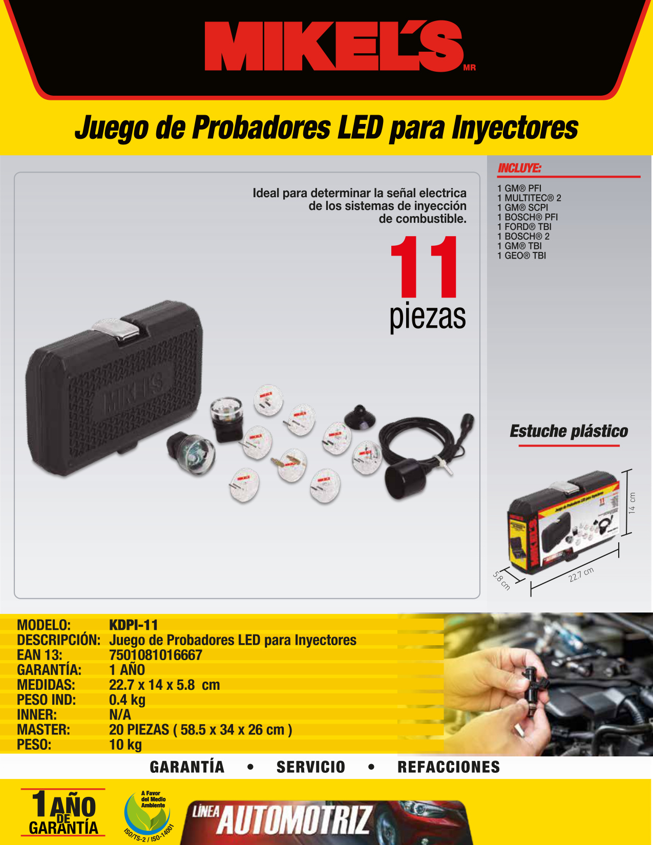 MIKELS KDPI-11 Kit juego de probadores led para inyectores - Imagen 4