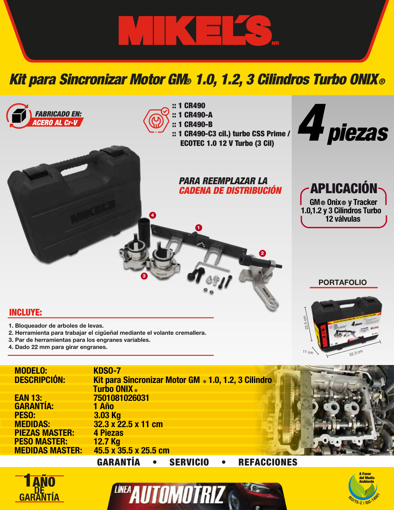 MIKELS KDSO-7 Kit para sincronizar motor GM® 1.0, 1.2, 3 Cilindros Turbo Onix ® - Imagen 4
