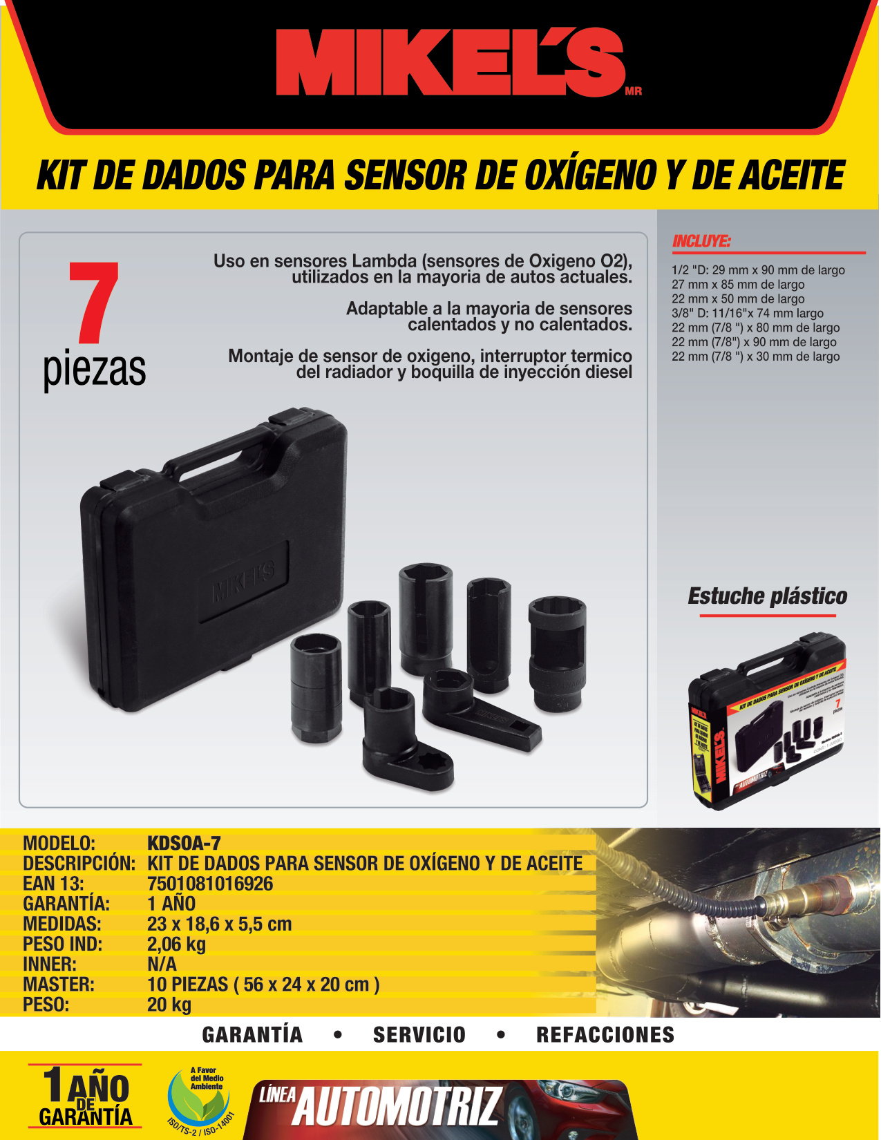MIKELS KDSOA-7 Kit dado para sensor de oxígeno y aceite - Imagen 4