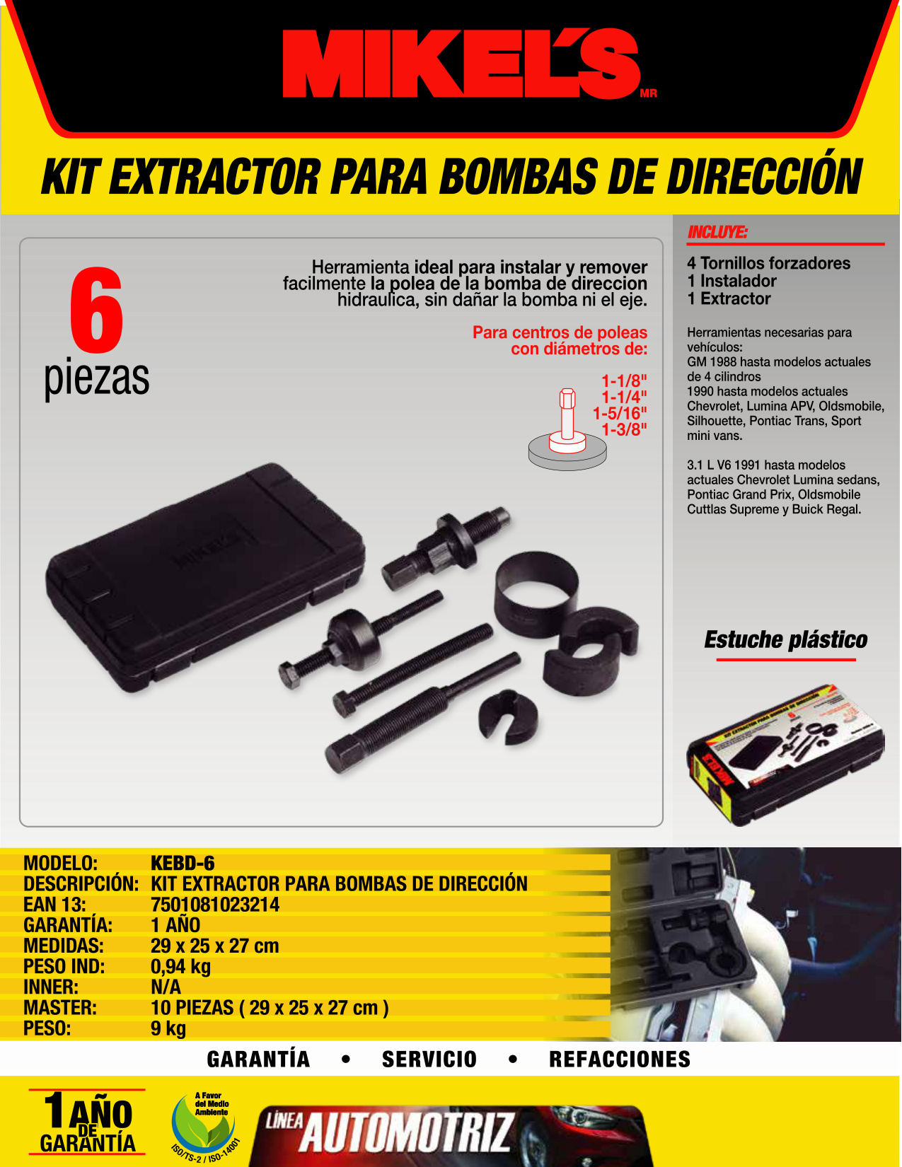 MIKELS KEBD-6 Kit extractor para bombas de dirección - Imagen 2