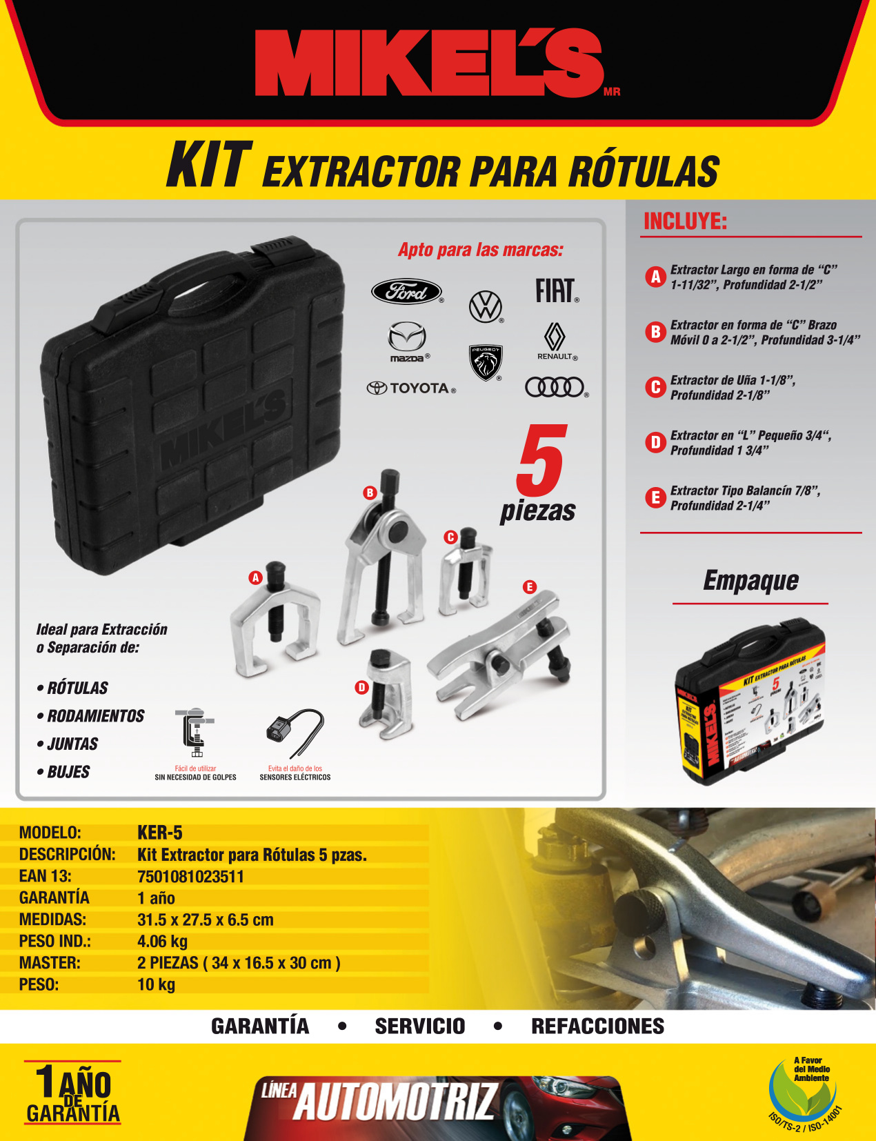 MIKELS KER-5 Kit extractor de rótulas (5 pzas) - Imagen 4