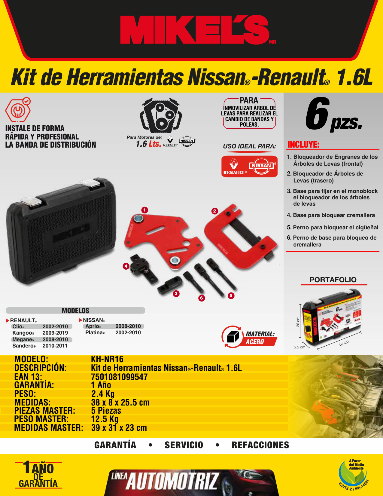 MIKELS KH-NR16 Kit de sincronizacion para motores Nissan® Renault® 1.6 lts - Imagen 4
