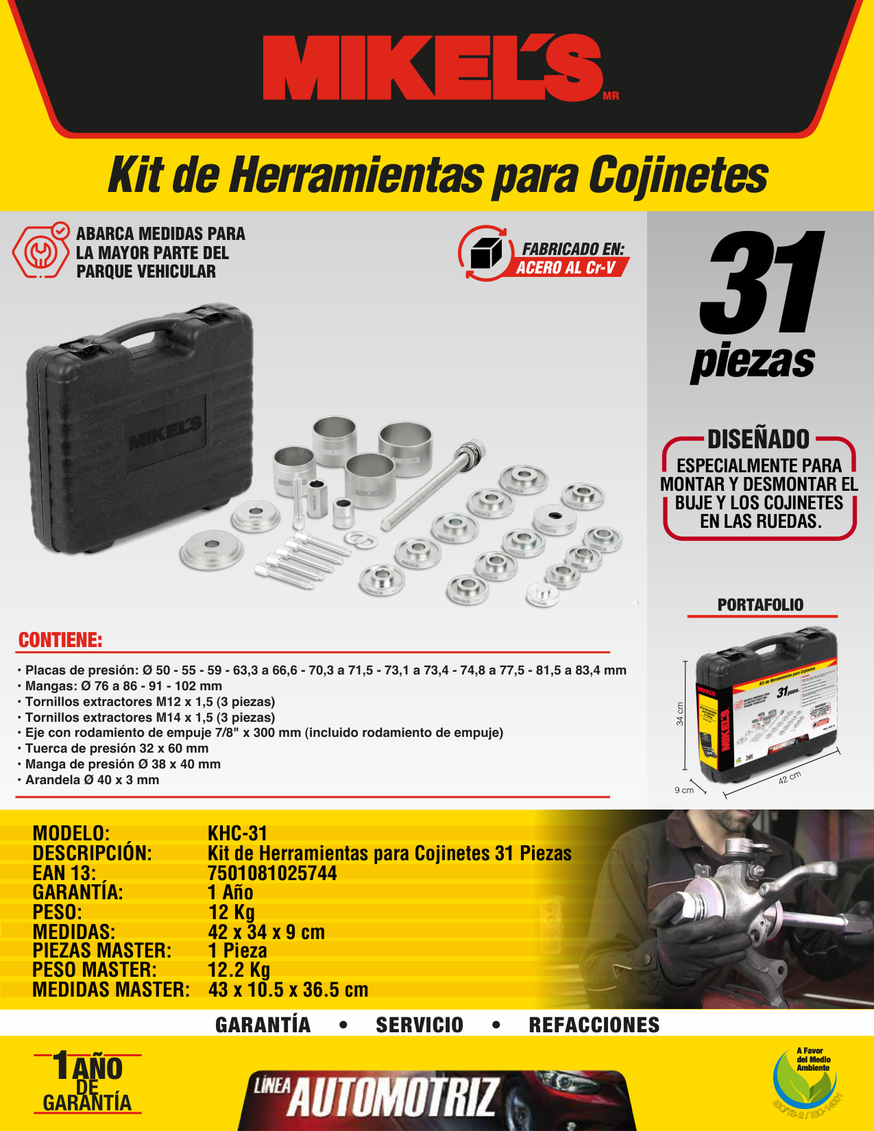 MIKELS KHC-31 Kit de herramientas para cojinetes (31 pzas) - Imagen 2