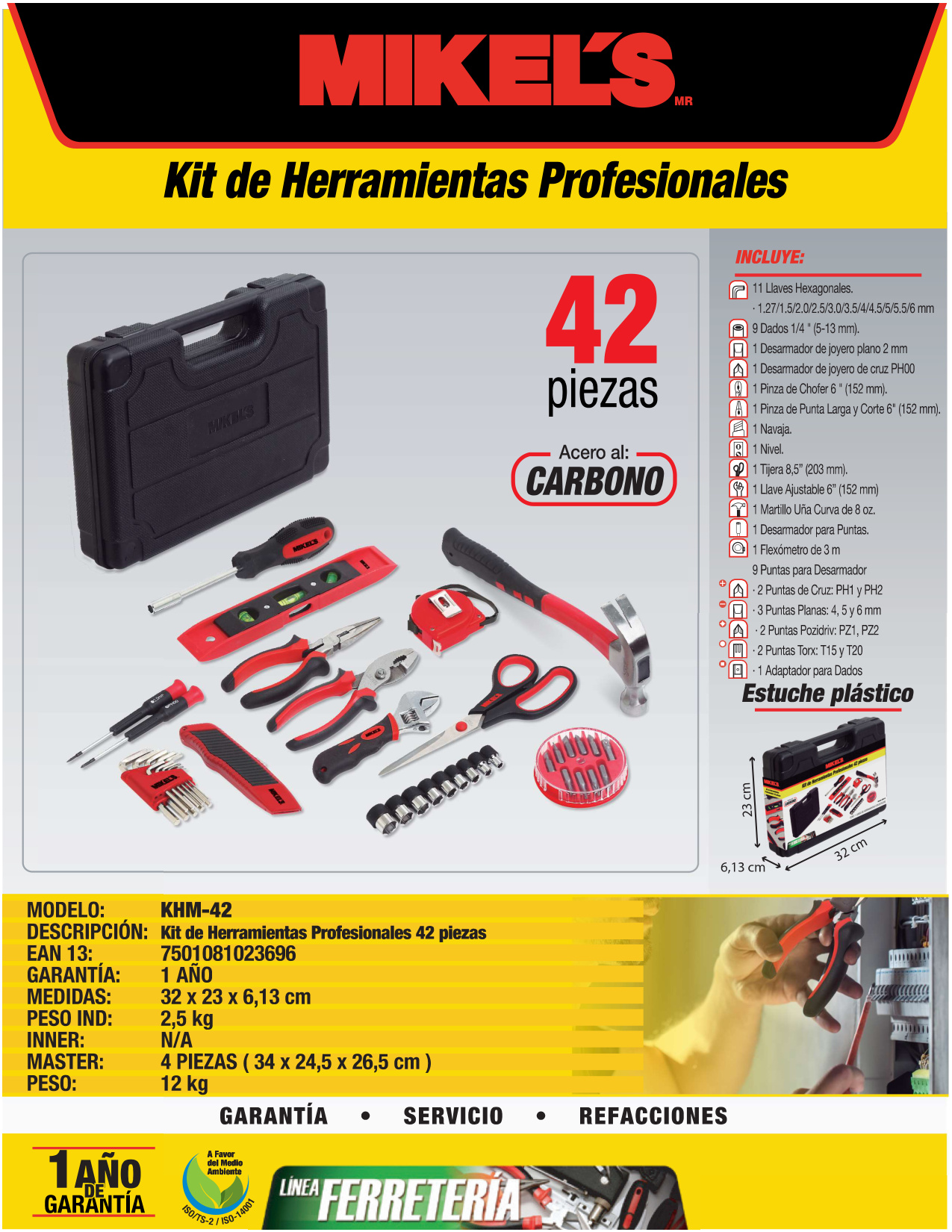 MIKELS KHM-42 Kit de herramientas profesional (42 pzas) - Imagen 4