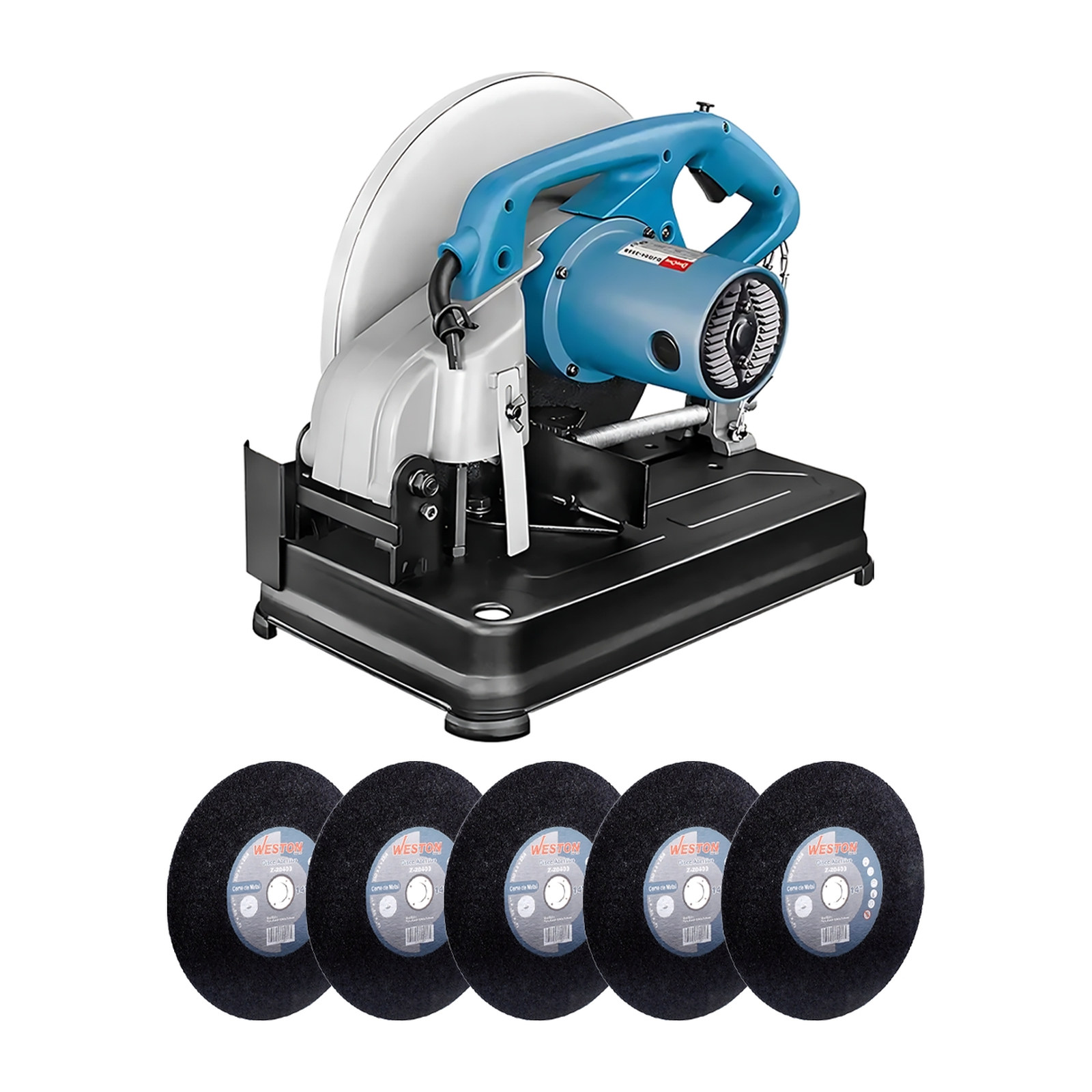 DISCO ABRASIVO 14" UNA MALLA WESTON (5 PZS) + CORTADORA DE METALES 14'' 2200W 3800RPM DONG CHENG