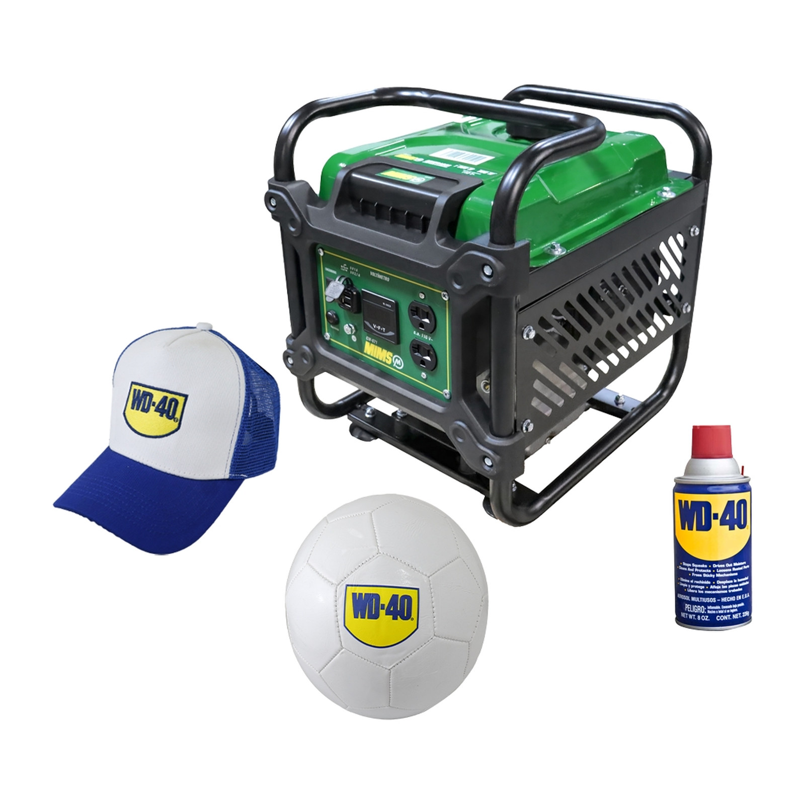 GENERADOR ELEC. A GASOLINA 1000W MIMS + WD-40 BALON PROMOCIONAL + WD-40 AEROSOL 8OZ + GORRA WD-40
